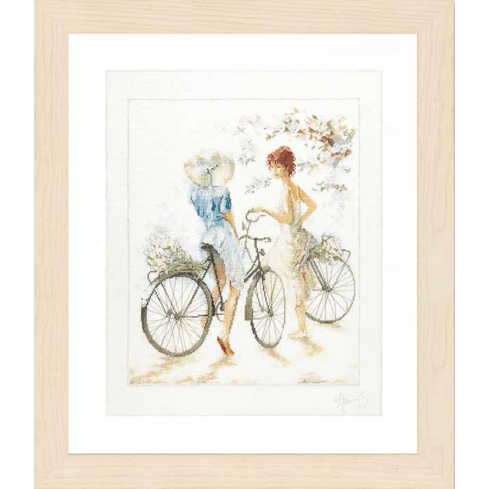 Lanarte PN-0007949 Borduurpakket telpatroon Meisjes op de fiets  ca. 39 x 49 cm - STUK