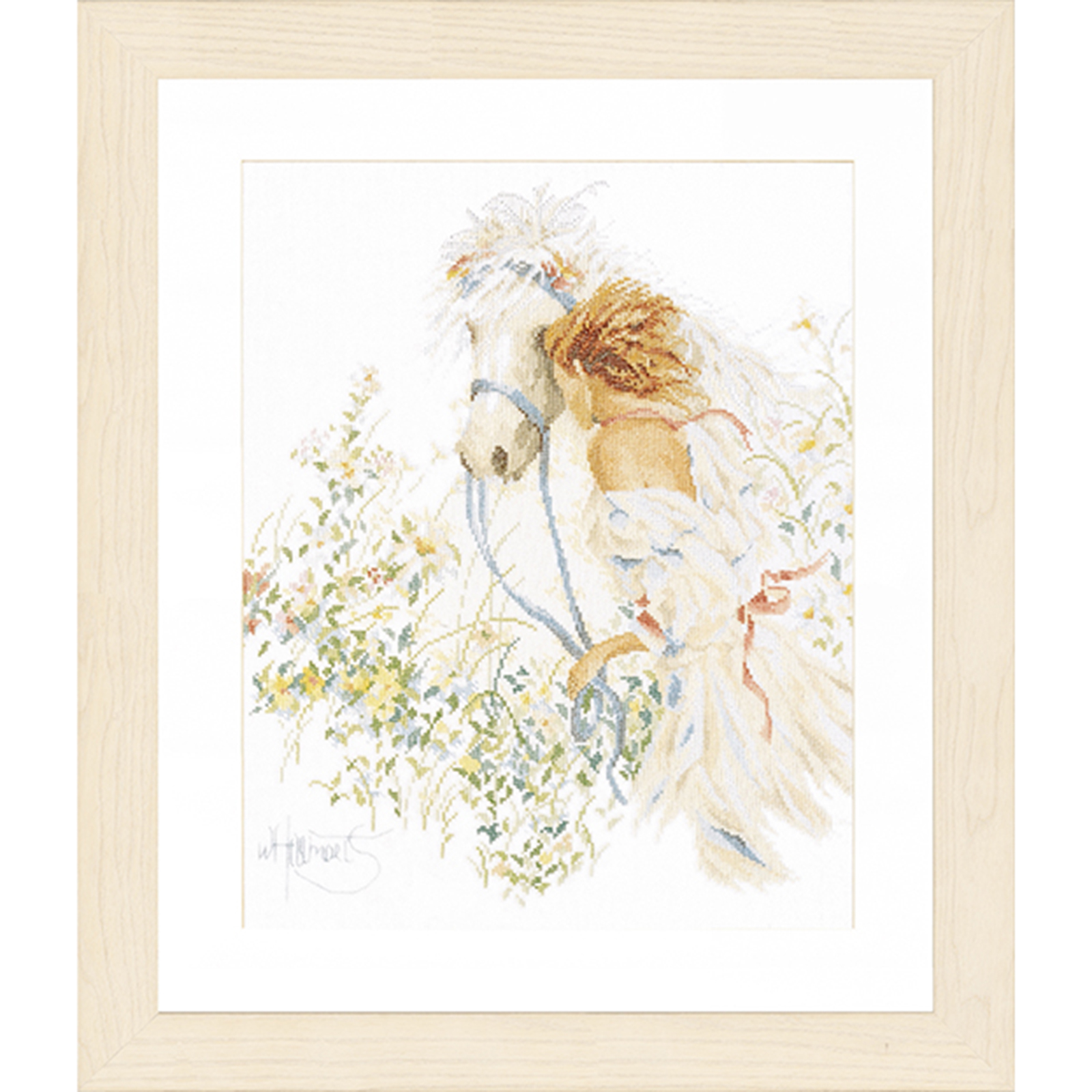 Lanarte PN-0007952 Borduurpakket telpatroon Paard en bloemen   ca. 39 x 49 cm - STUK
