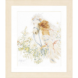 Lanarte PN-0007952 Borduurpakket telpatroon Paard en bloemen ca. 39 x 49 cm - STUK