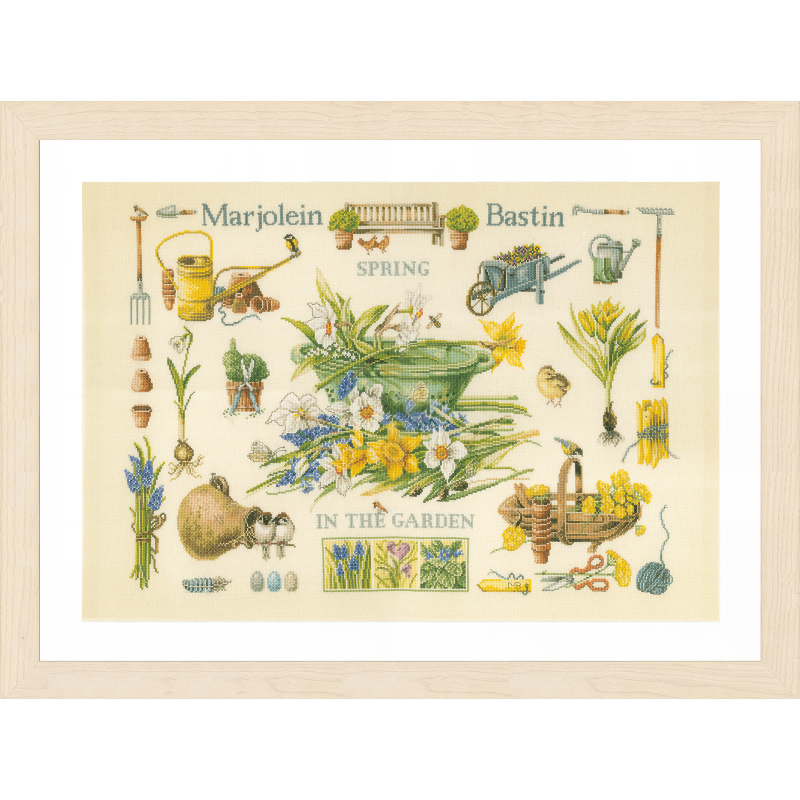 Lanarte PN-0007964 Borduurpakket telpatroon Lente in de tuin ca. 69 x 49 cm - STUK