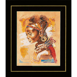 Lanarte PN-0008009 Borduurpakket telpatroon Afrikaanse vrouw ca. 39 x 49 cm - STUK