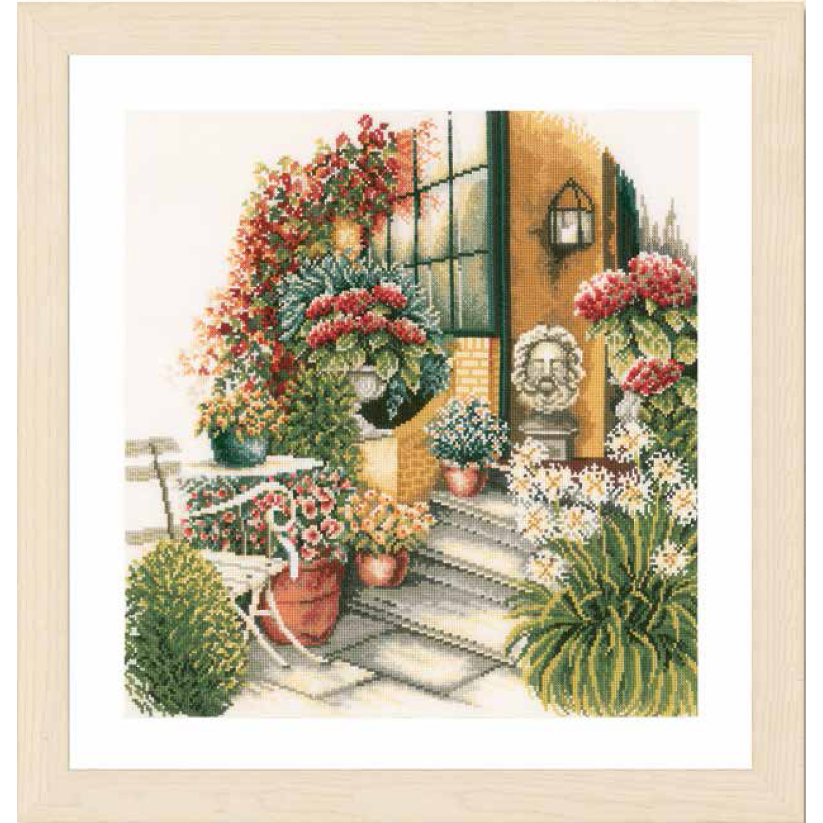 Lanarte PN-0008016 Borduurpakket telpatroon Terras in herfstbloei ca. 40 x 40 cm - STUK
