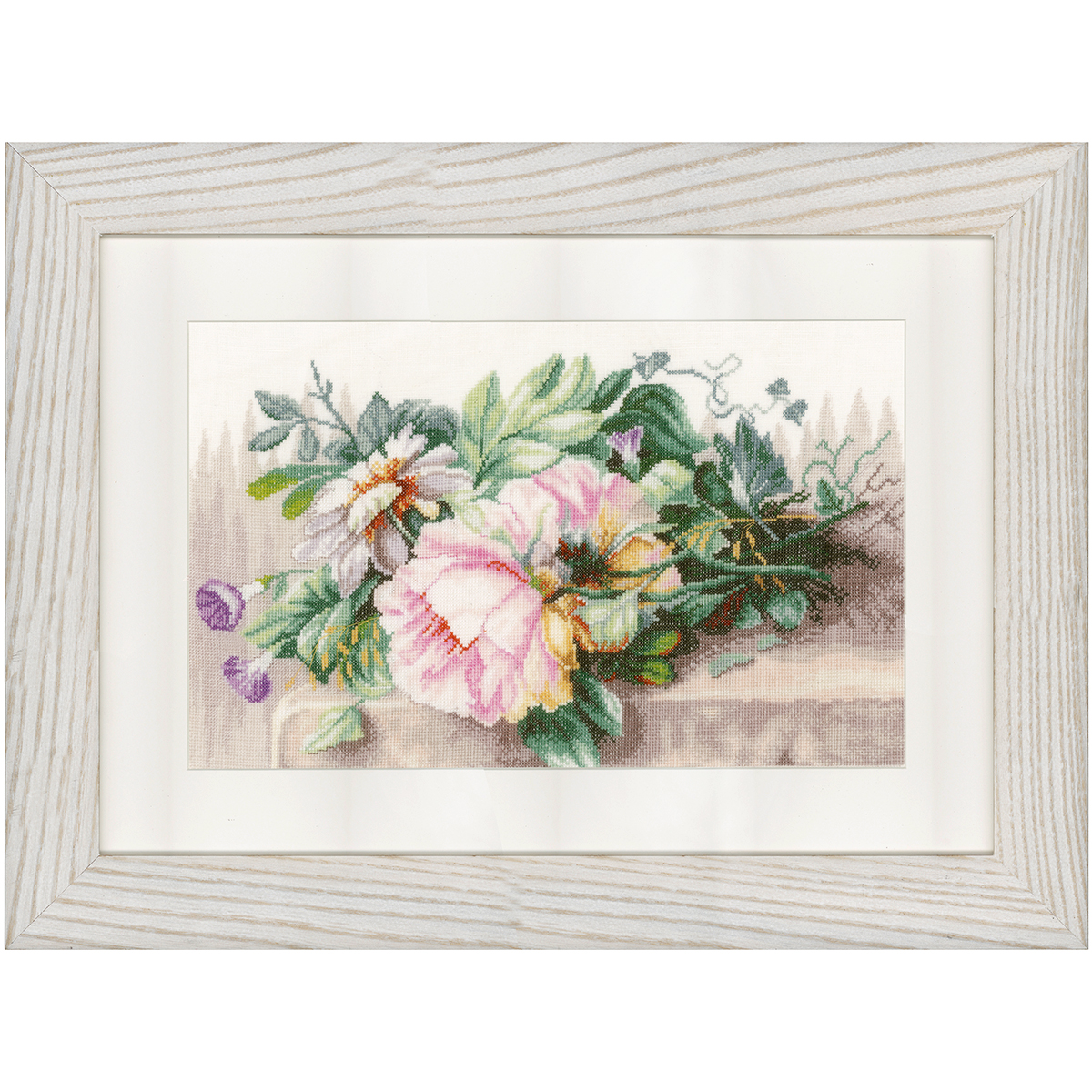 Lanarte PN-0147588 Borduurpakket telpatroon Stilleven met bloemen  ca. 39 x 26 cm - STUK