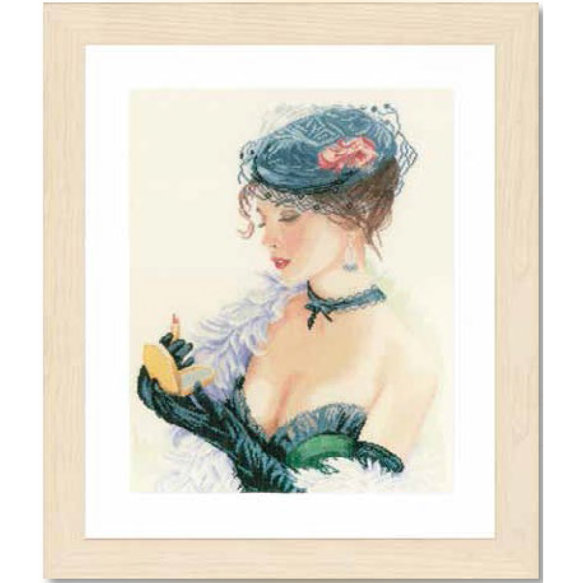 Lanarte PN-0154332 Borduurpakket telpatroon Dame met lippenstift  ca. 33 x 45 cm - STUK