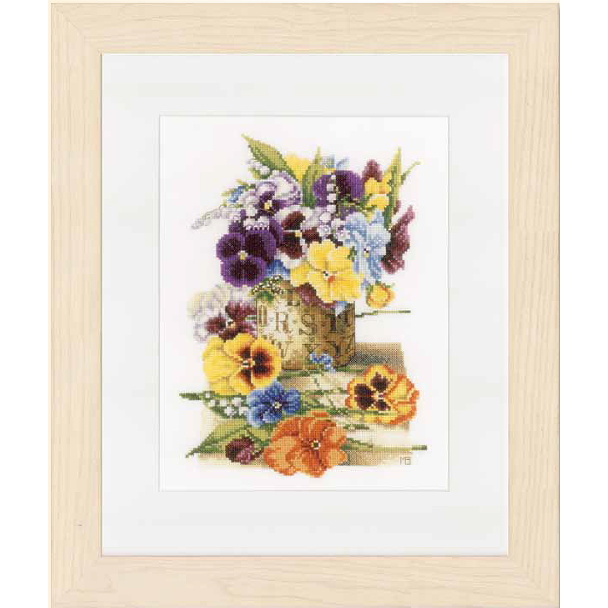 Lanarte PN-0154463 Borduurpakket telpatroon Pot met viooltjes  ca. 23 x 30 cm - STUK