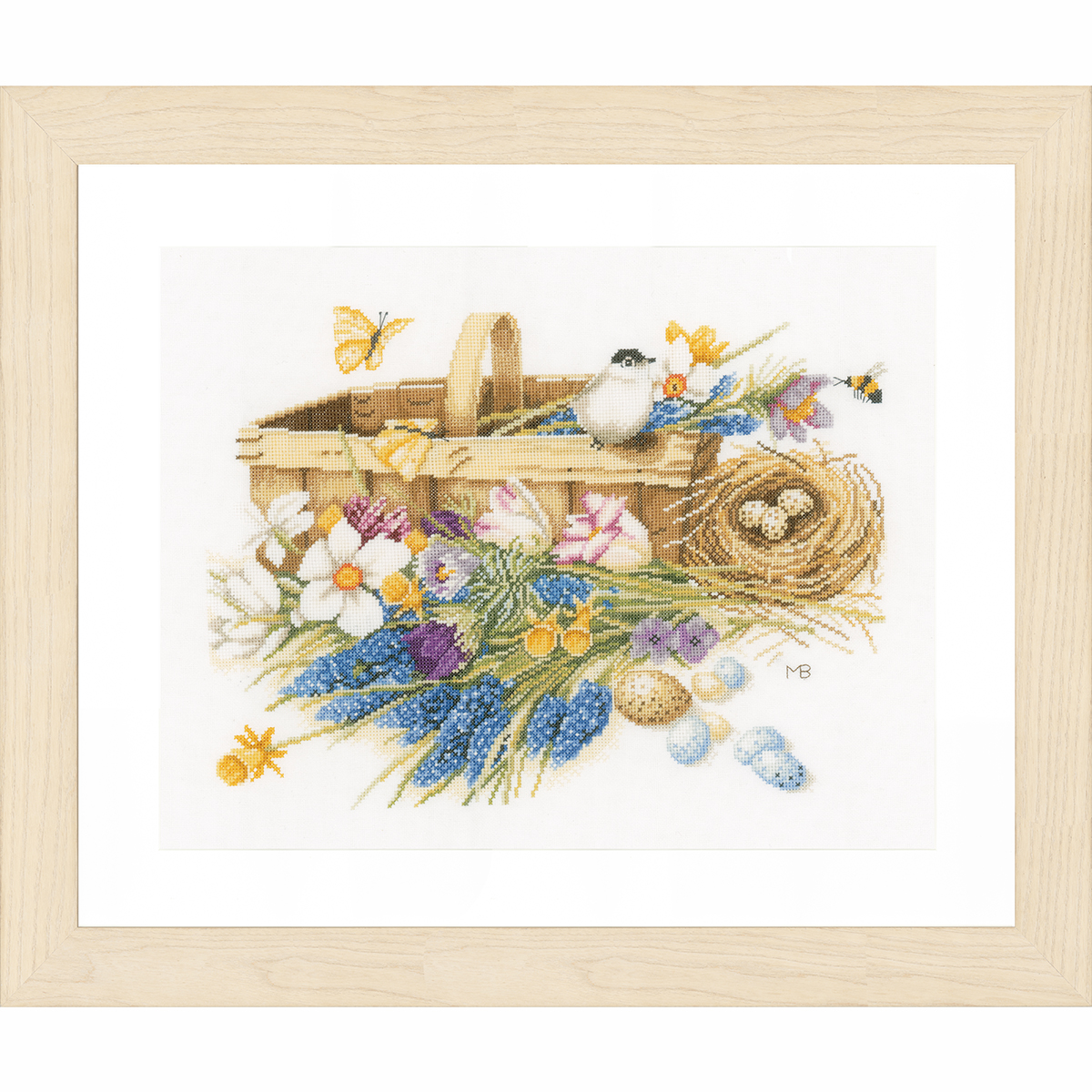 Lanarte PN-0155028 Borduurpakket telpatroon Mand met lentebloemen  ca. 39 x 32 cm - STUK