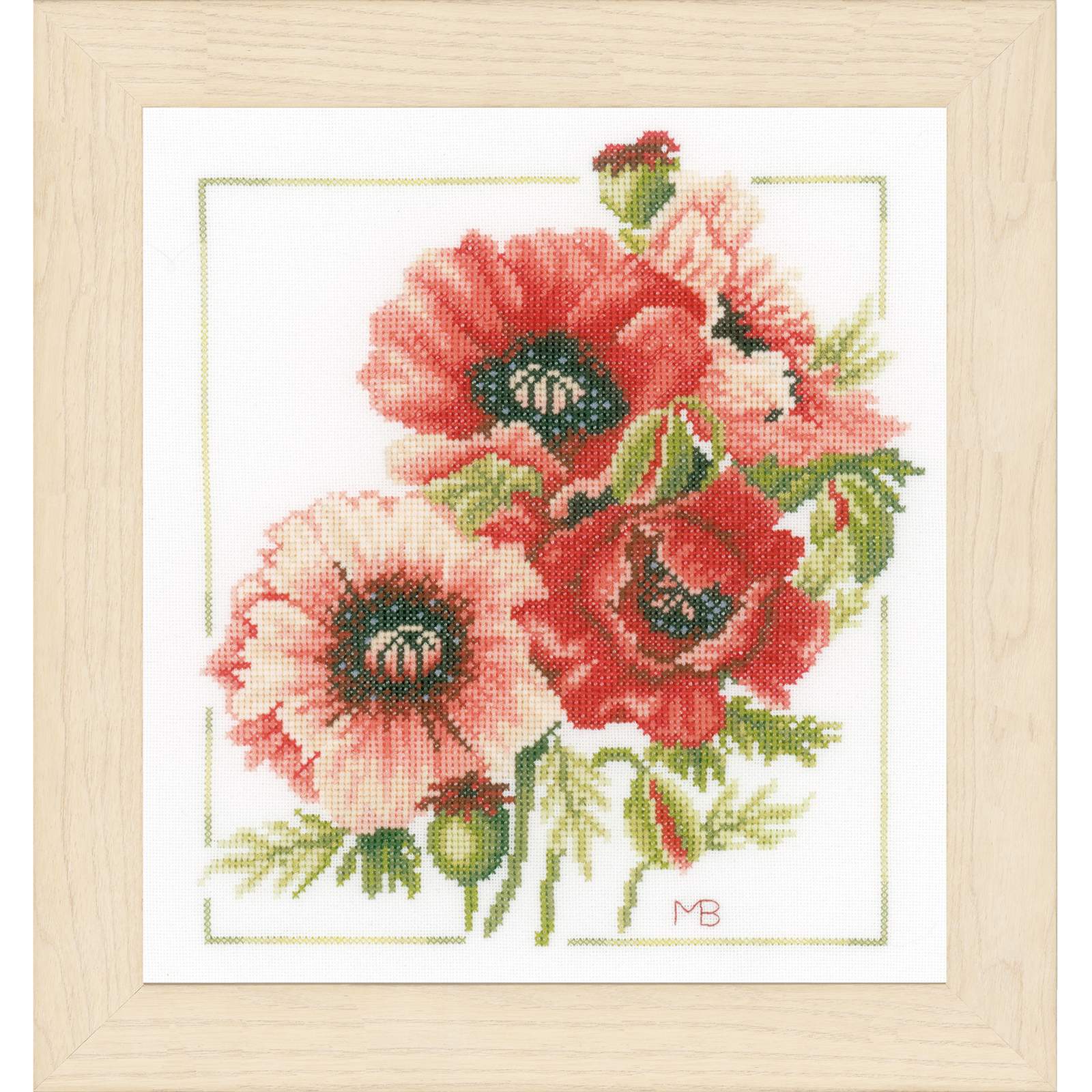 Lanarte PN-0157496 Borduurpakket telpatroon Boeket van anemonen  ca. 25 x 25 cm - STUK