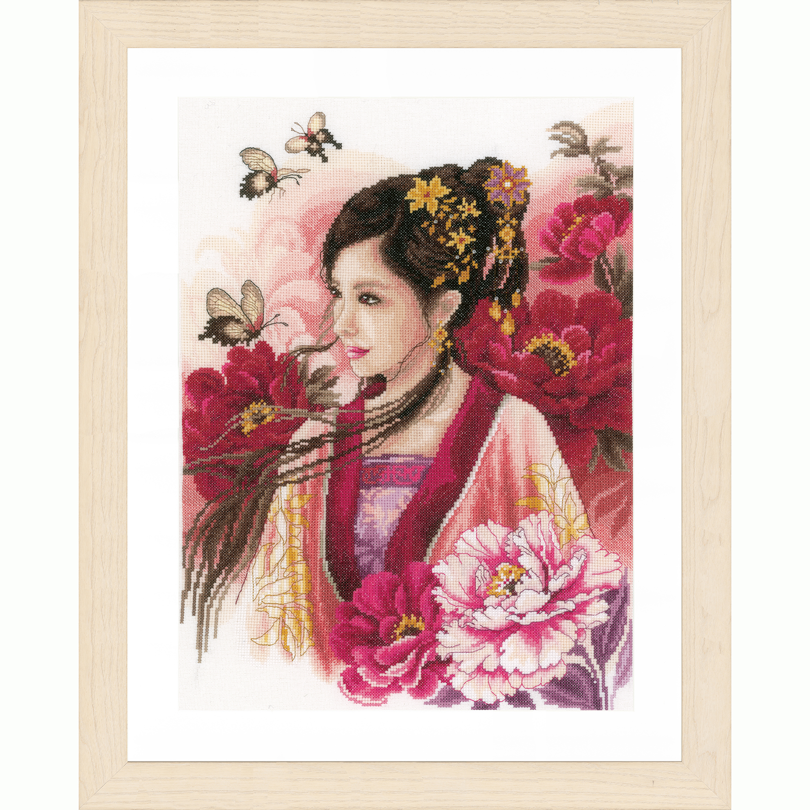 Lanarte PN-0170199 Borduurpakket telpatroon Asian lady in pink ca. 30 x 41 cm - STUK