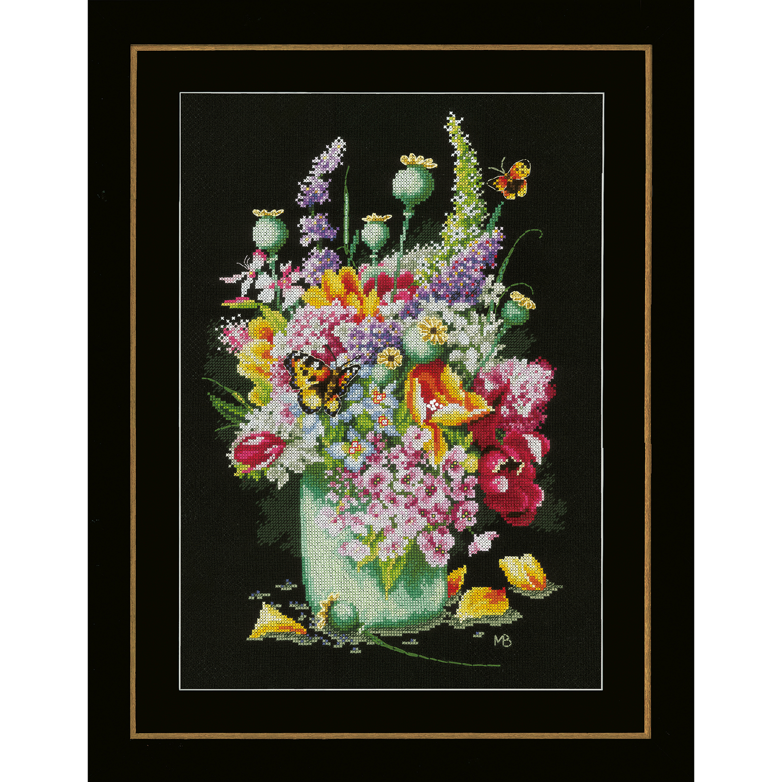 Lanarte PN-0183477 Borduurpakket telpatroon Kleurig bloemenboeket ca. 27 x 39 cm - STUK