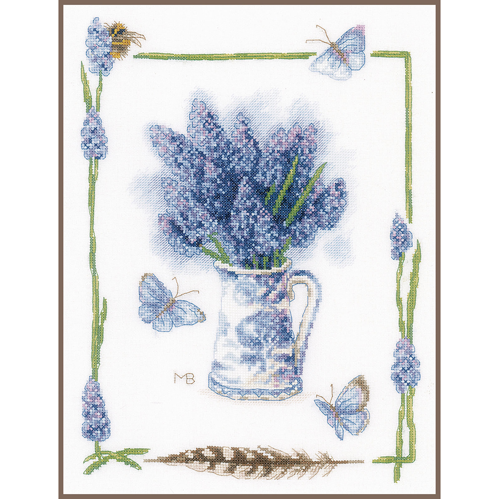 Lanarte PN0194854 Borduurpakket telpatroon Blauwe druifjes ca. 27 x 37 cm - STUK