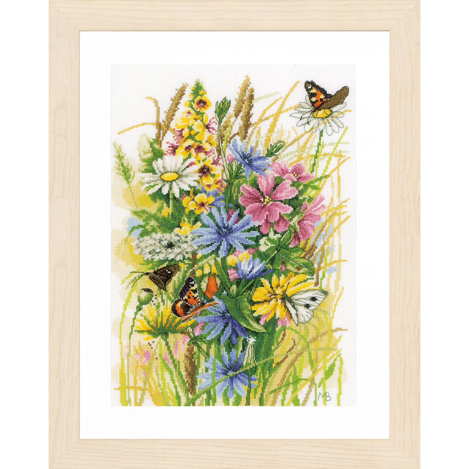 Lanarte PN-0197261 Borduurpakket telpatroon Wilde bloemen en vlinders - STUK