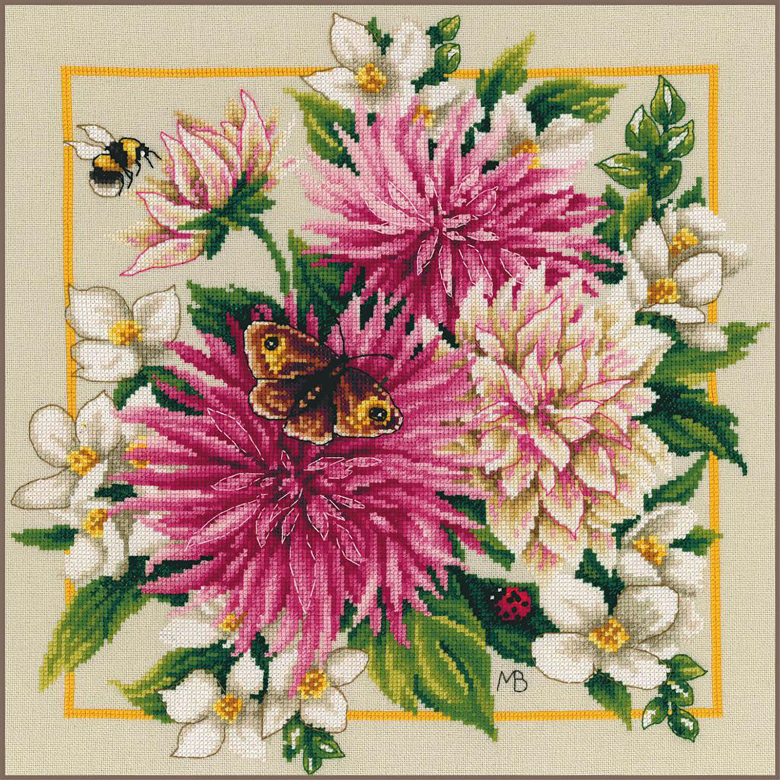LanArte PN-0207467 Telpakket kit Roze dahlia ca. 29x29cm - STUK