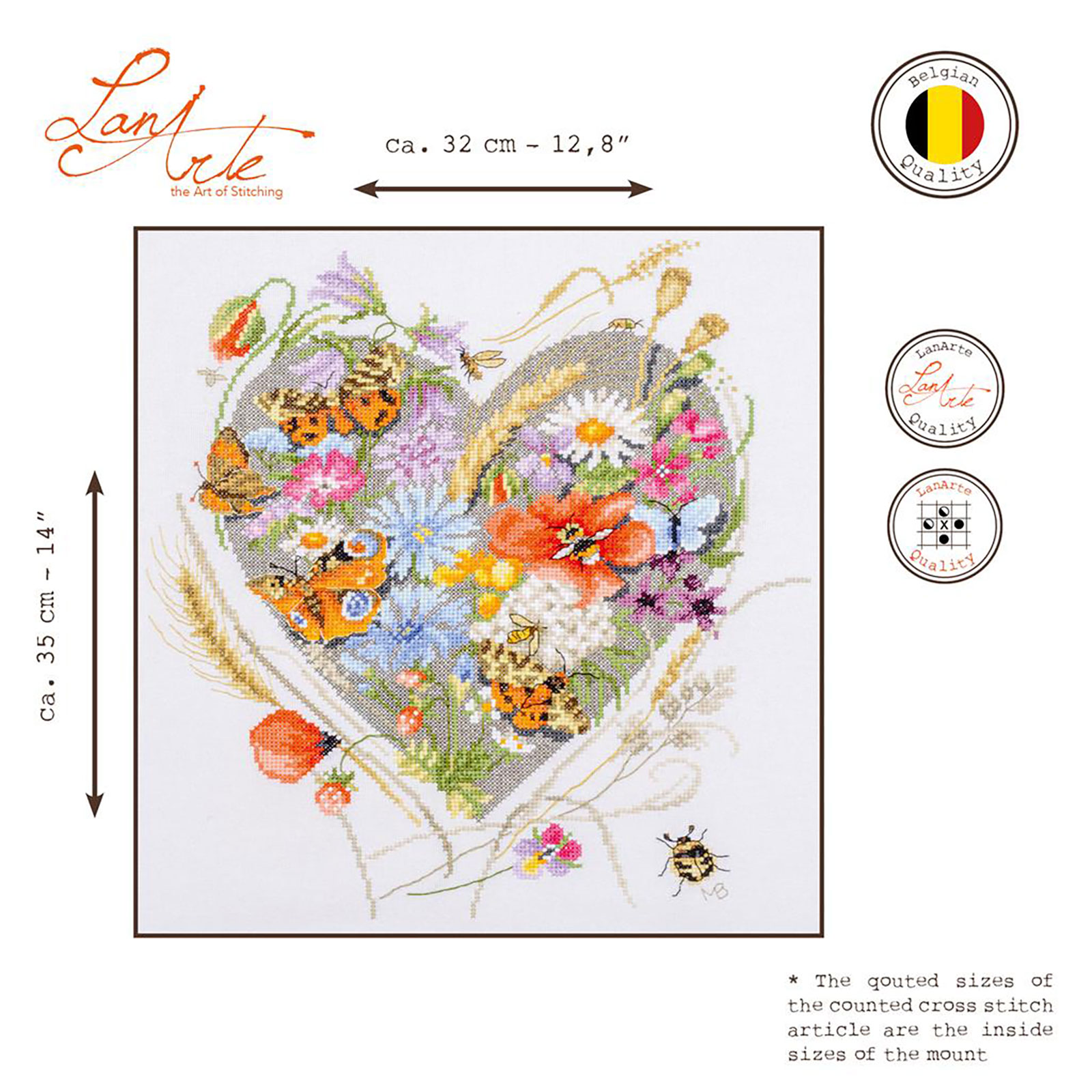 Lanarte PN-0212837 Telpakket kit Bloemenhartje 32x35cm - STUK
