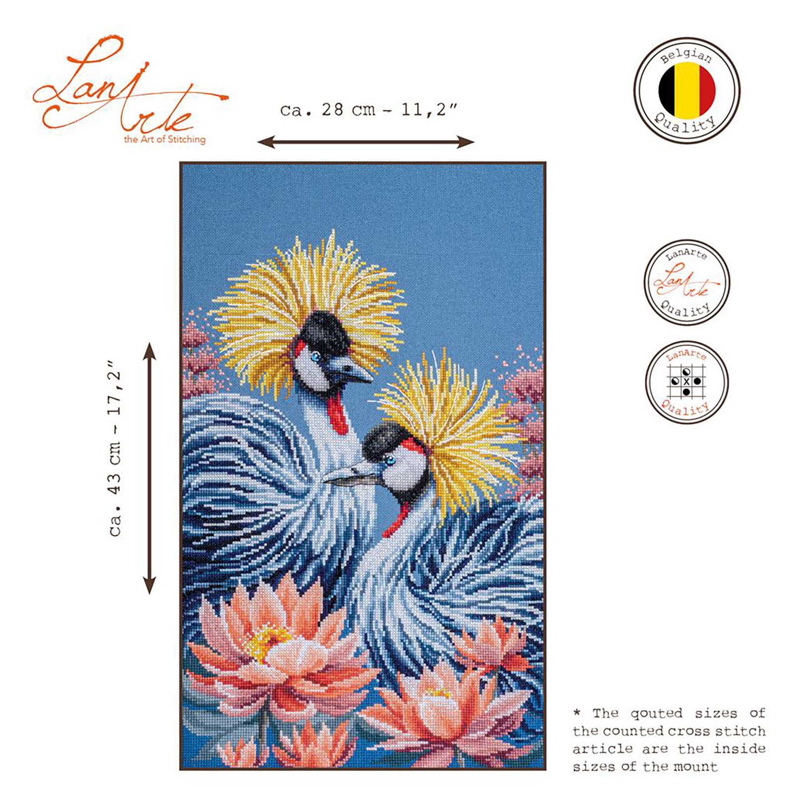 Lanarte PN-0216165 Telpakket kit Zwarte kraanvogels 28x43cm - STUK