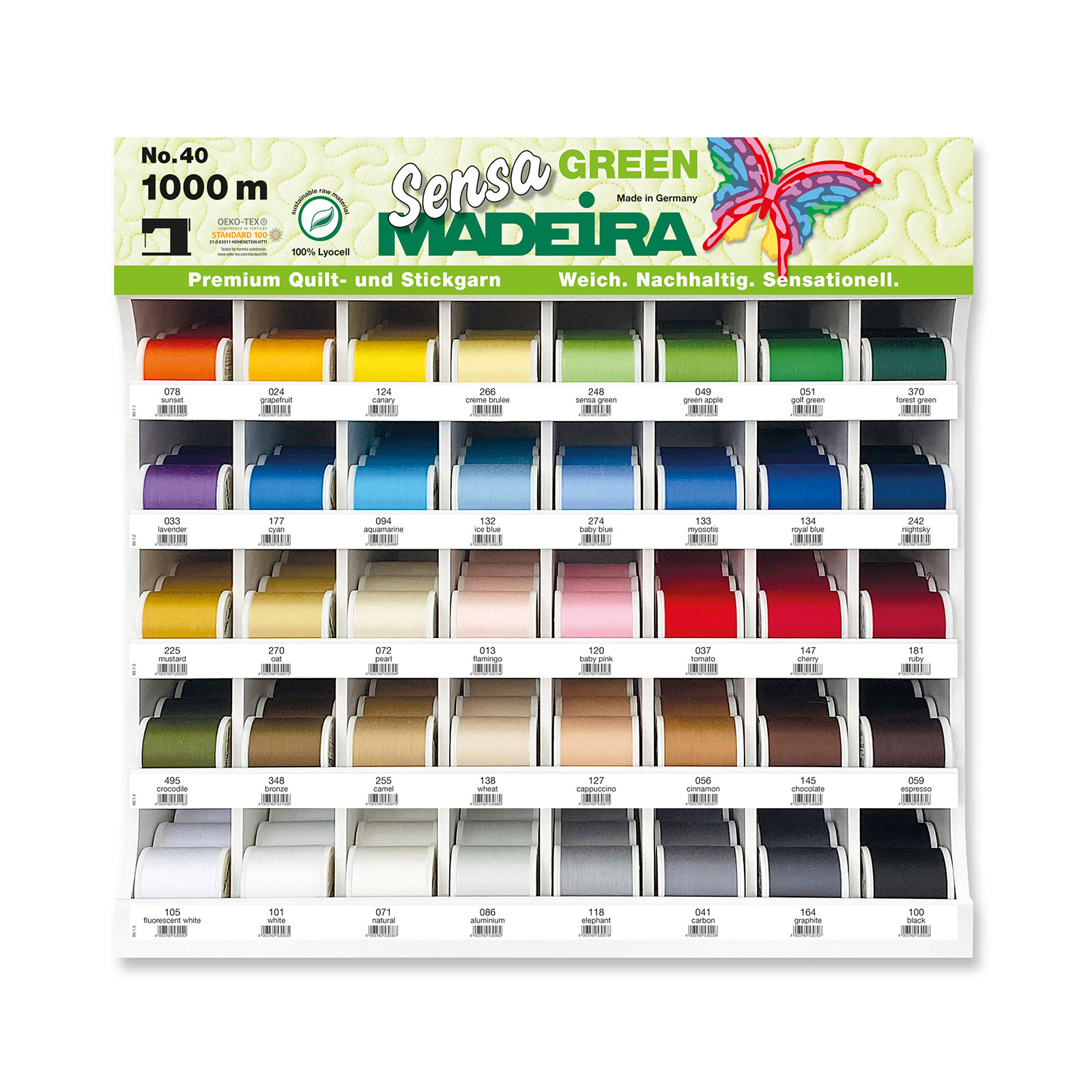 Madeira 9390D1 Display Sensa Green 40 1000m 40 kleuren 200 spoelen - Display
