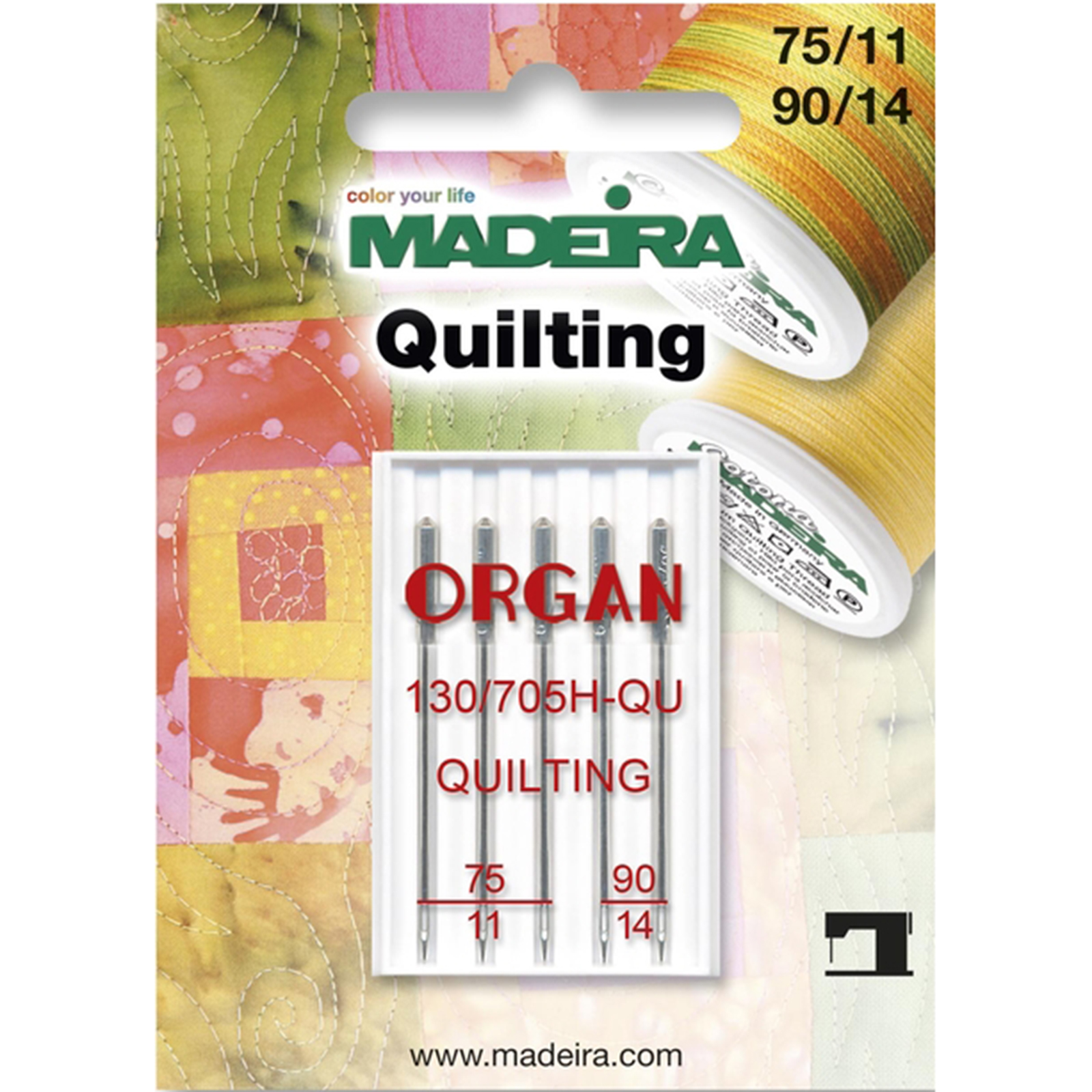 Madeira 9454 Naaimachinenaalden Quilting  75 + 90 - Kaart