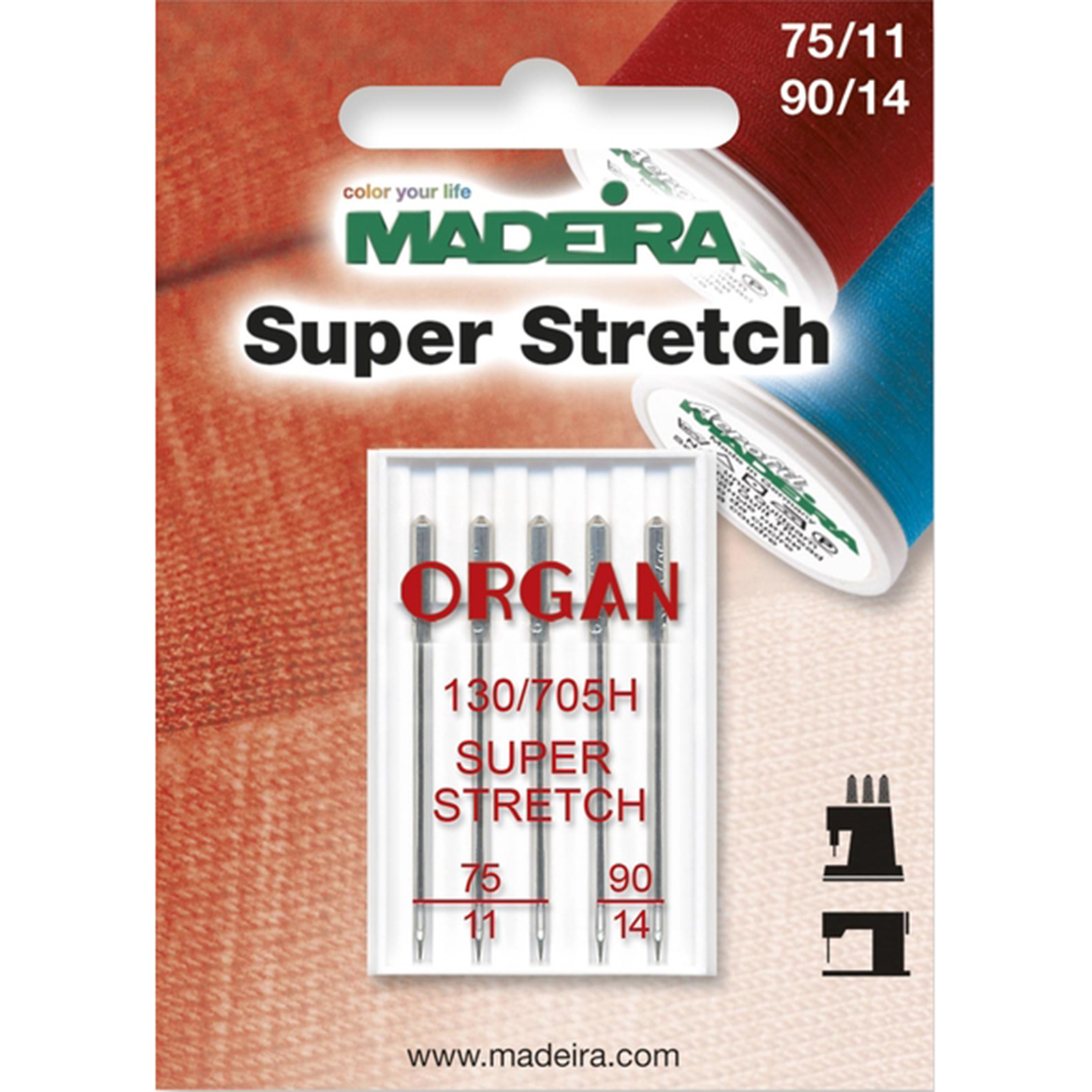 Madeira 9458 Naaimachinenaalden Super-Stretch  75 + 90 - Kaart