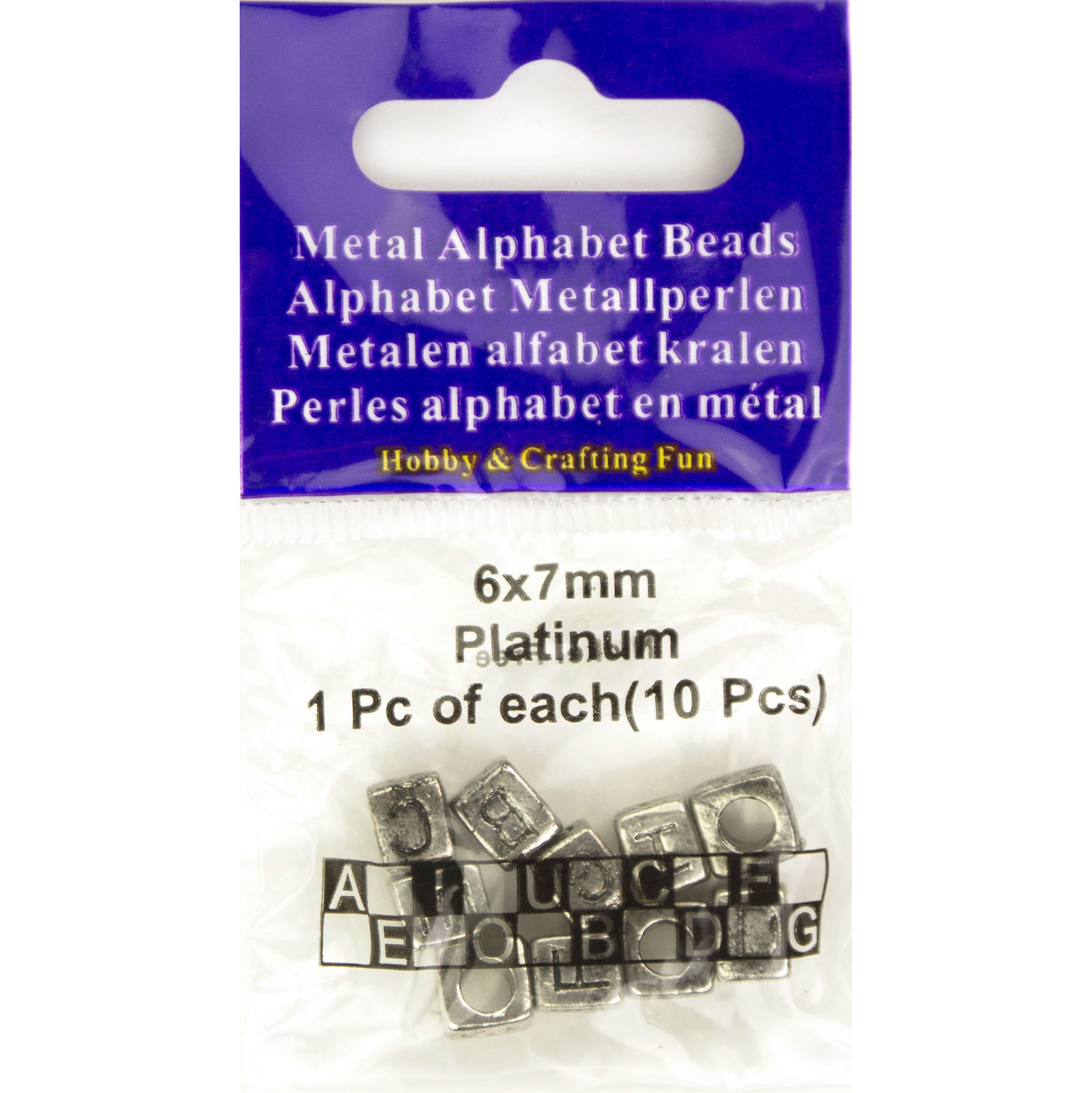 Merkloos 12014.0011 Letterkralen 6x7mm  A-B-C-D-E-F-G-I-O-U - Kaart