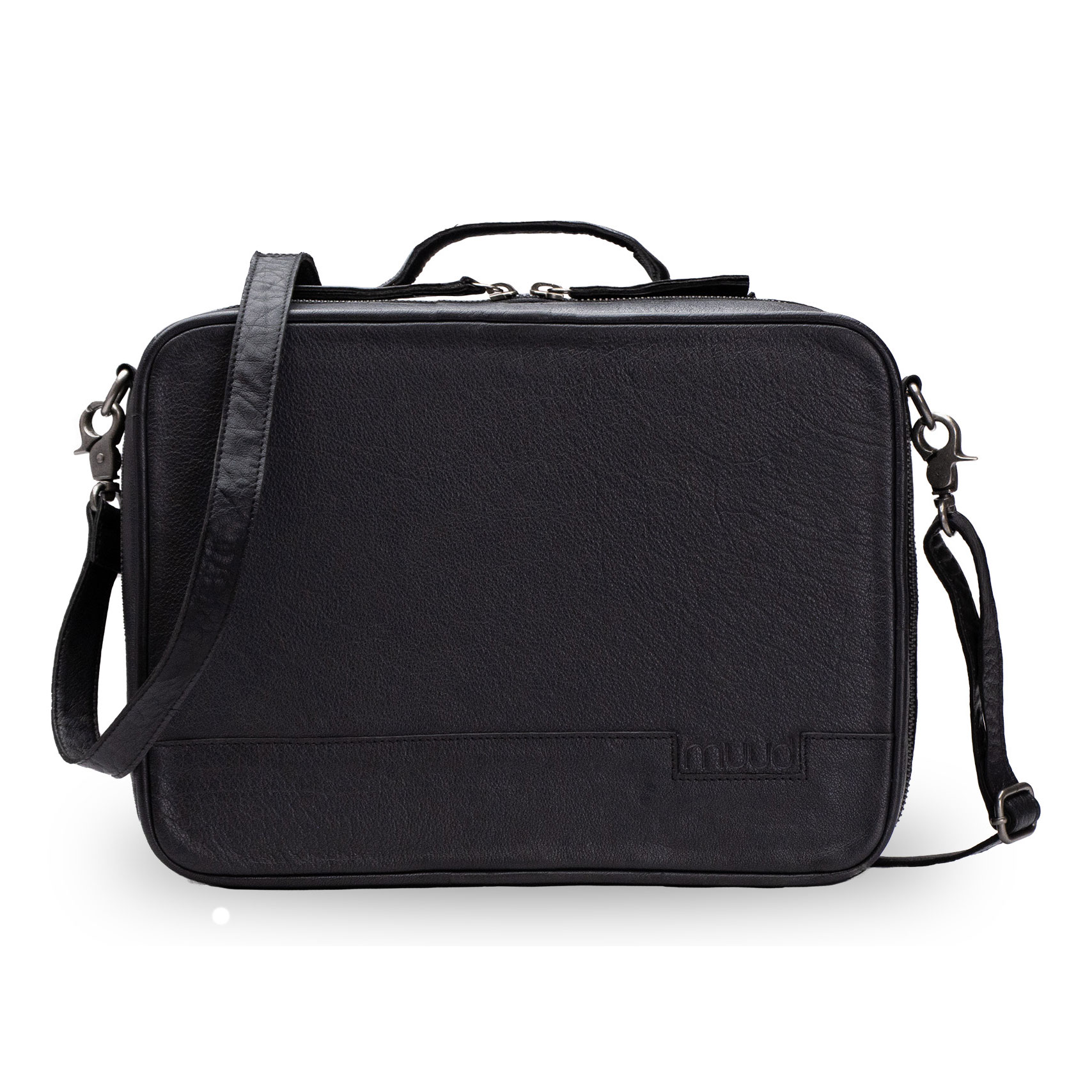 MUUD BA-21224R1 Flora Handgemaakte leren tas - kleur Black