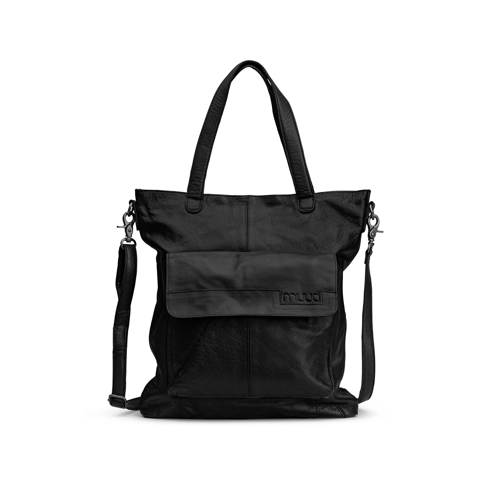 MUUD Arendal. Handgemaakt leren tas voor handwerkprojecten 35x34cm - kleur Black