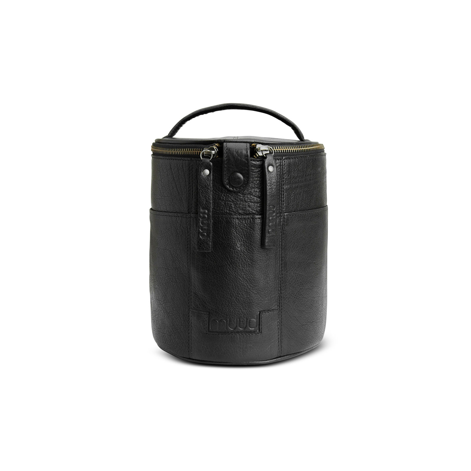 MUUD Saturn. Handgemaakt leren tas voor handwerkprojecten 20xØ16cm - kleur Black