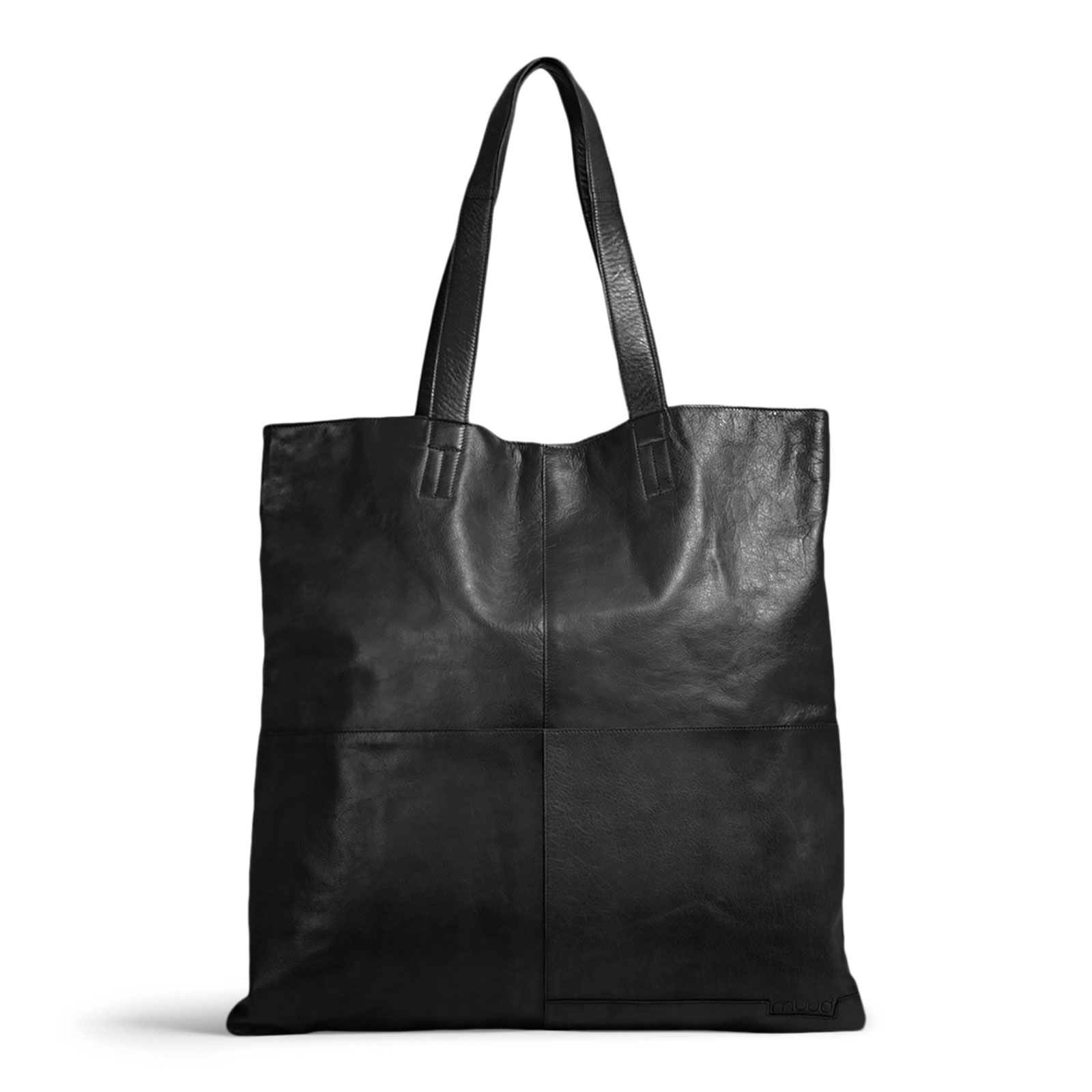 MUUD Show. Handgemaakt leren shopper voor dagelijks gebruik 39x35cm - kleur Black