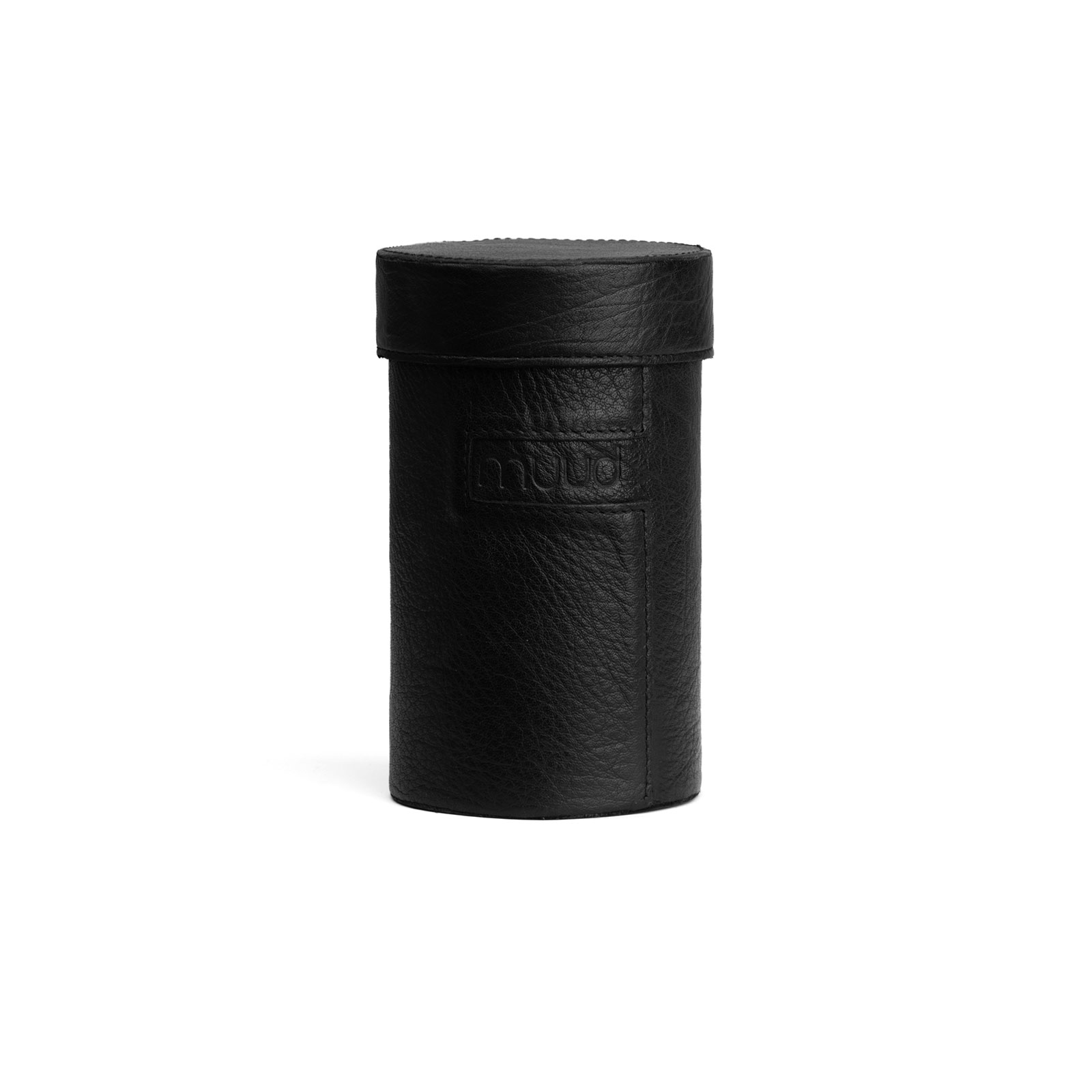 MUUD Mountain. Handgemaakt leren koker voor het opbergen van kleine accessoires of breinaalden 17x10.5x9.5cm - kleur Black