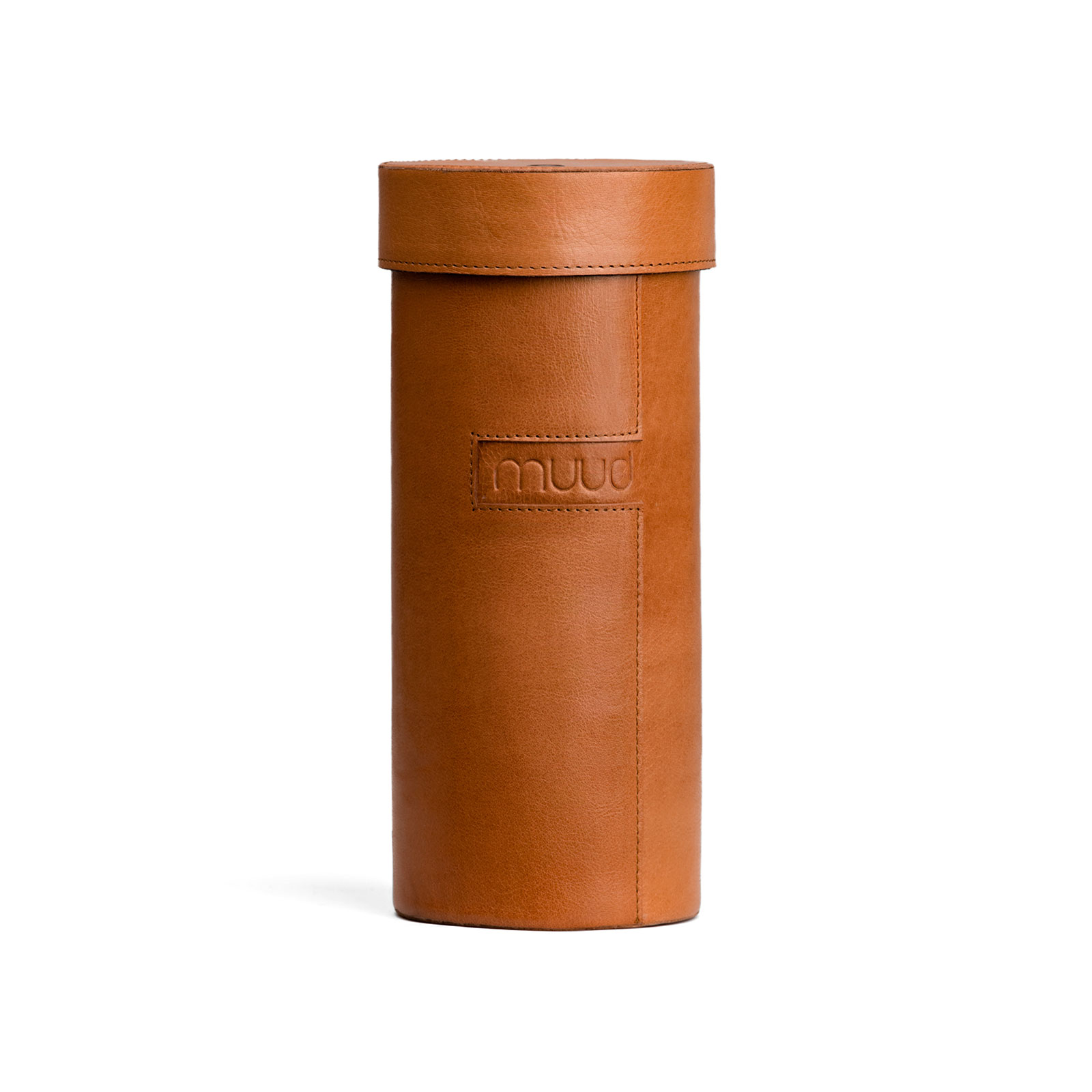 MUUD Mountain XL. Handgemaakt leren koker  voor het opbergen van accessoires of breinaalden 25x11x10cm - kleur Whisky