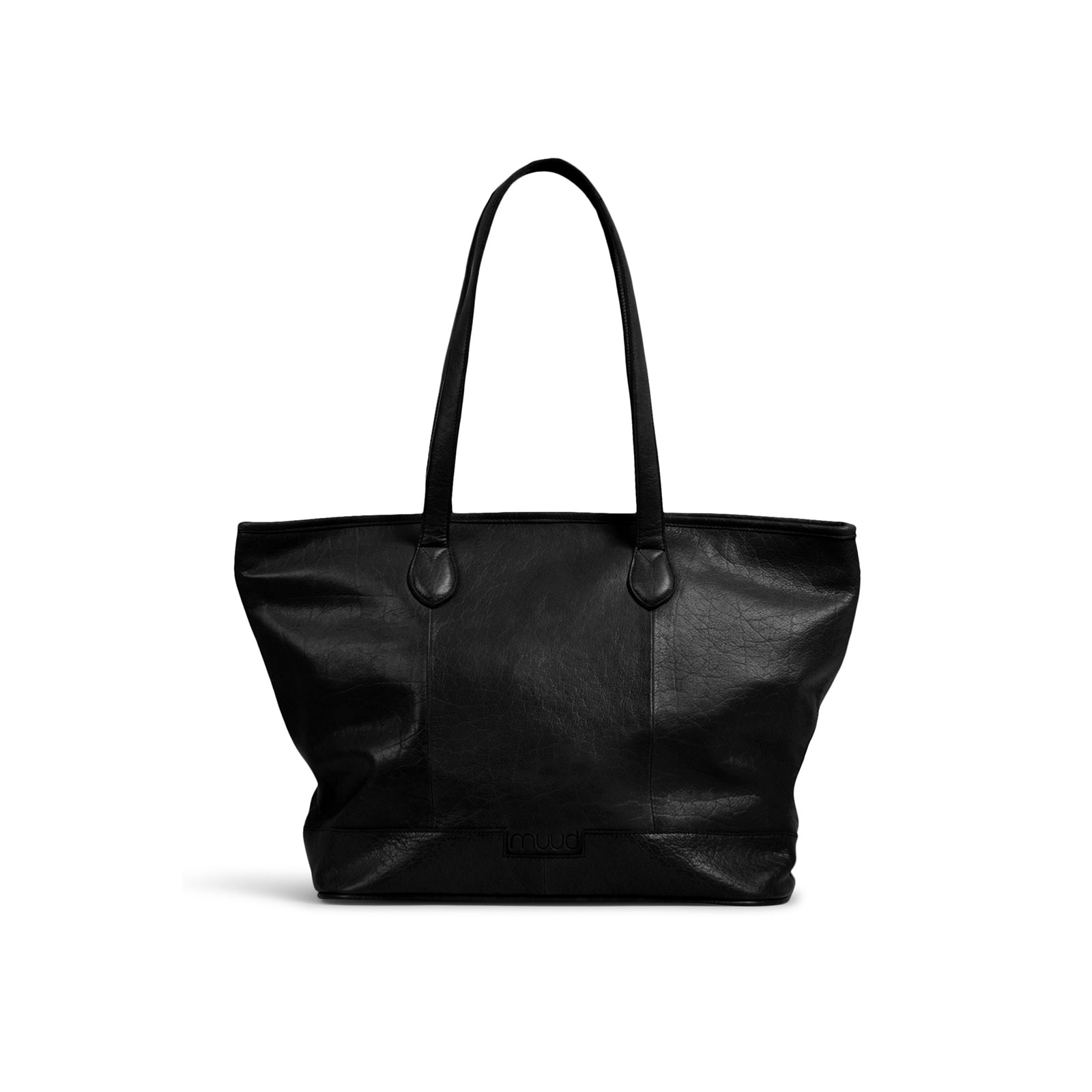 MUUD Sara. Handgemaakt leren draagtas 28x33cm - kleur Black