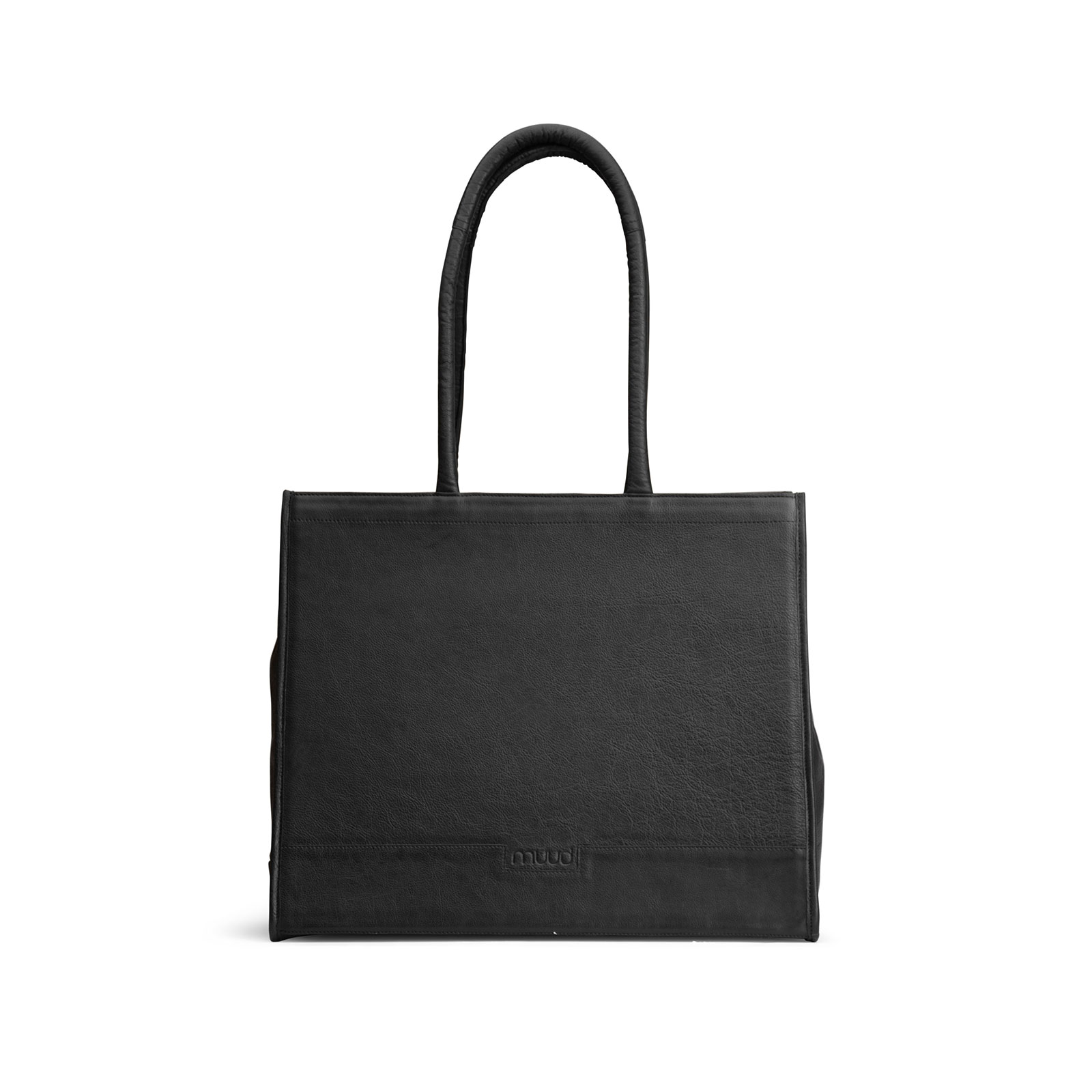 MUUD Bina XL. Handgemaakt leren shopper met afneembare portemonnee 35x43x18cm - kleur Black