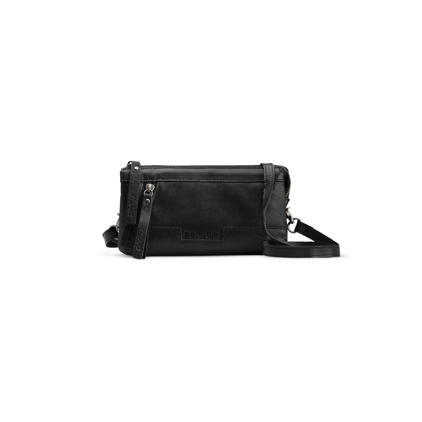 MUUD Riga. Handgemaakt leren crossover tas øje: 12 cm ænge: 22 cm - kleur Black