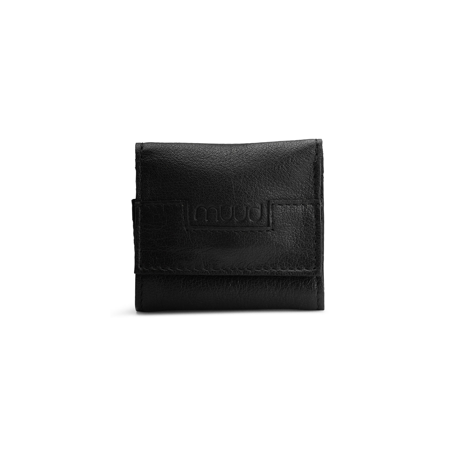 MUUD Carla. Handgemaakt leren etuitje 8 x 8 cm voor handnaai- en borduurnaalden - kleur Black