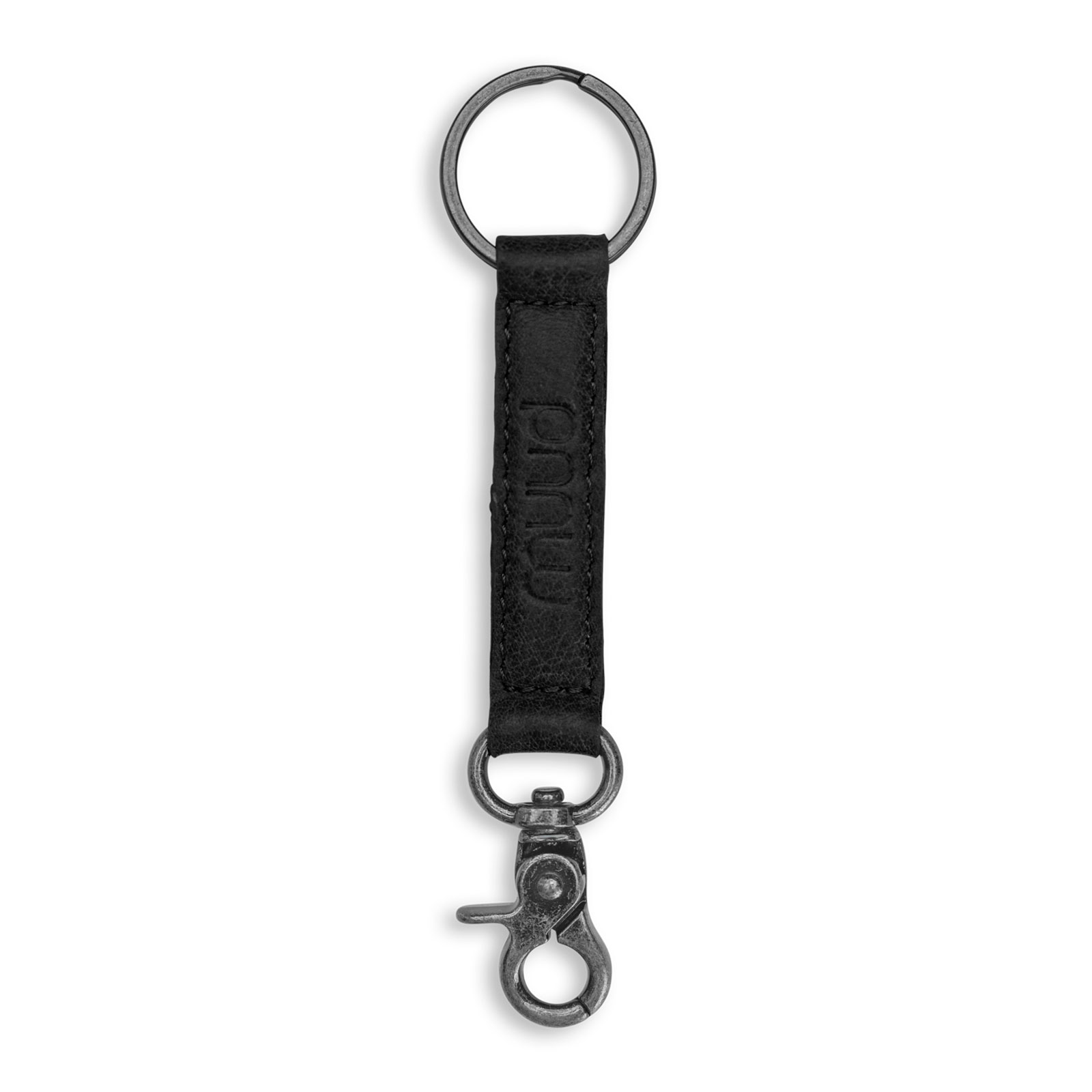 MUUD Deva Handgemaakt leren sleutelhanger met D-ring 13,5 x 3 cm - kleur Black