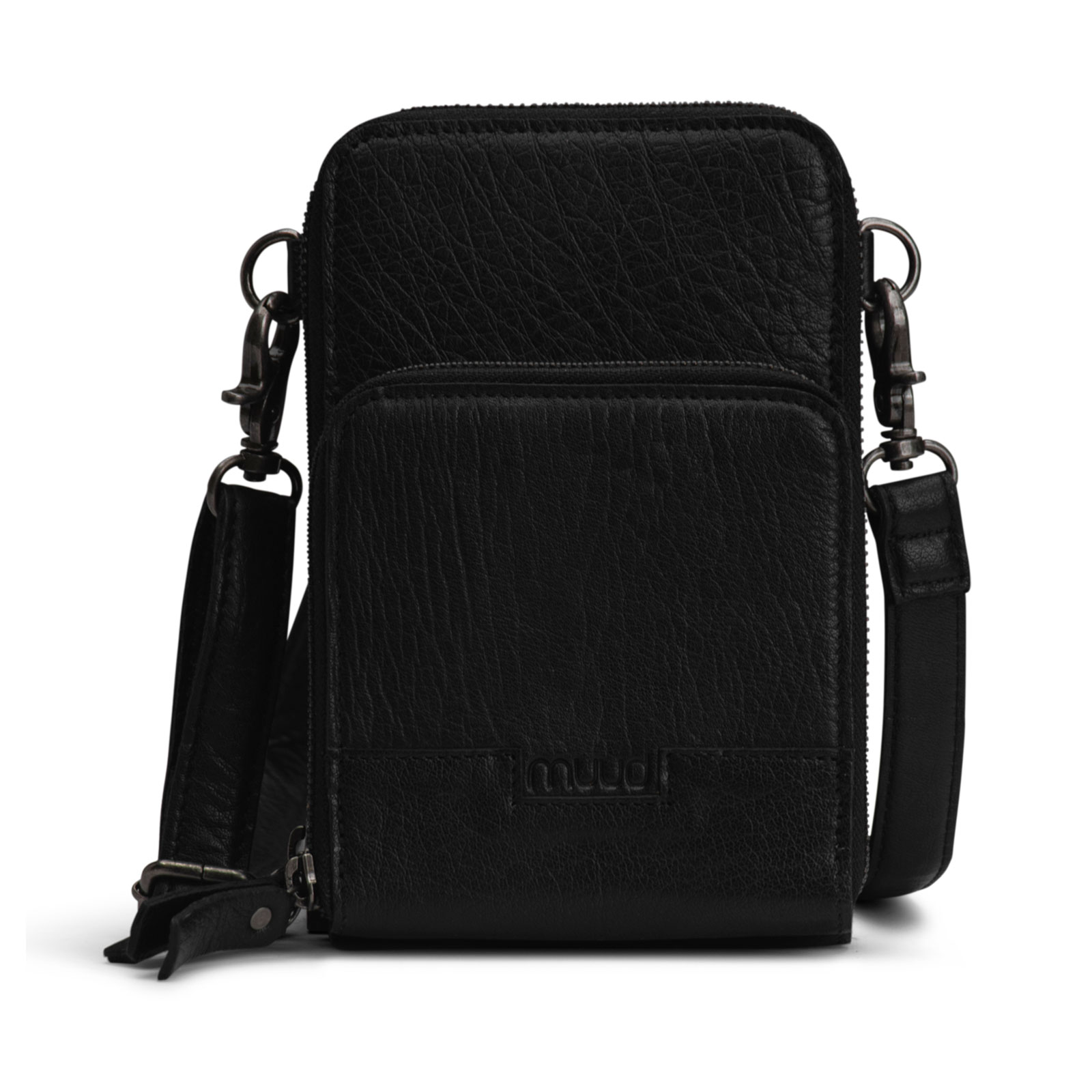 MUUD Dafna Handgemaakt leren schoudertas 19 x 12 cm - kleur Black