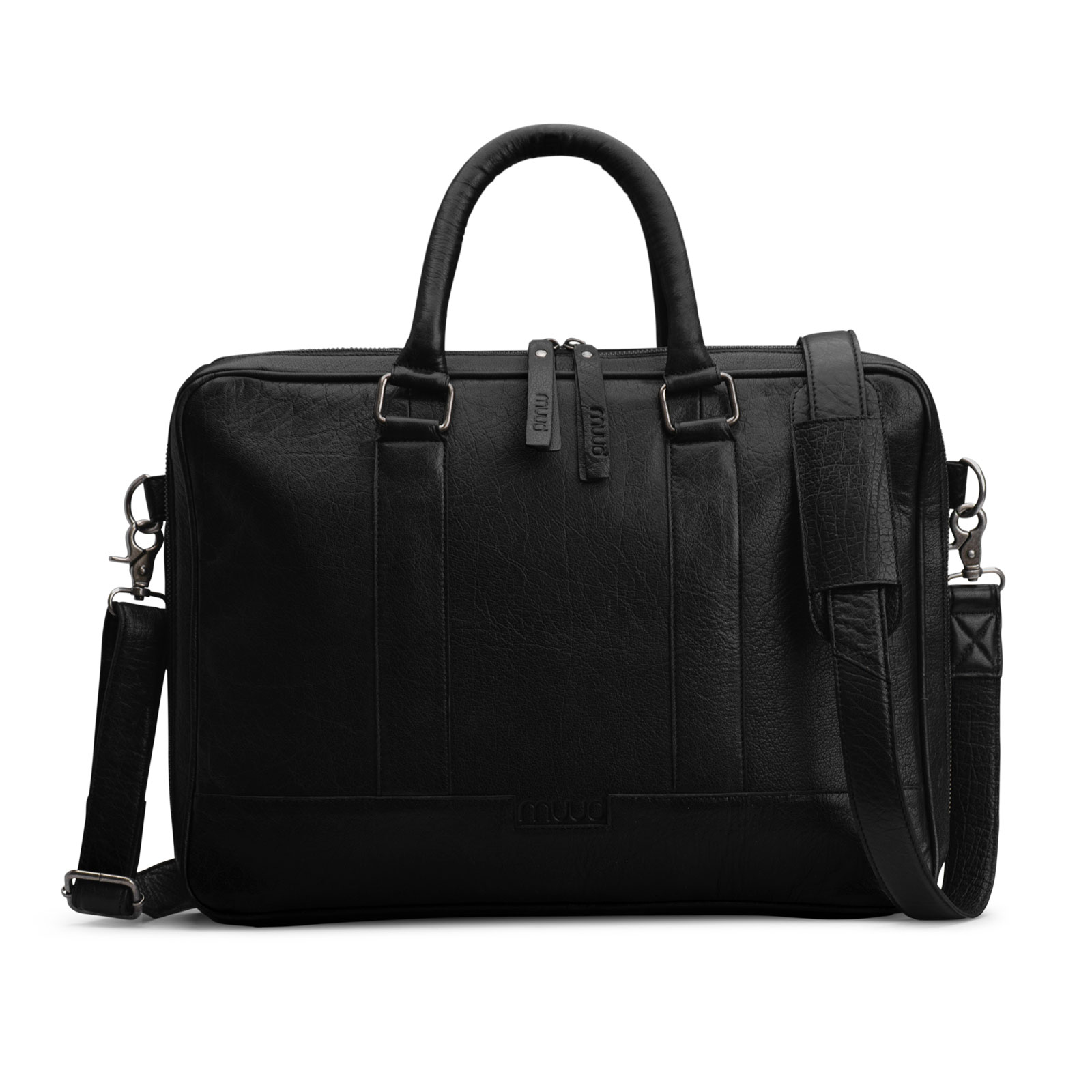 MUUD Drea Handgemaakt leren laptoptas - kleur Black