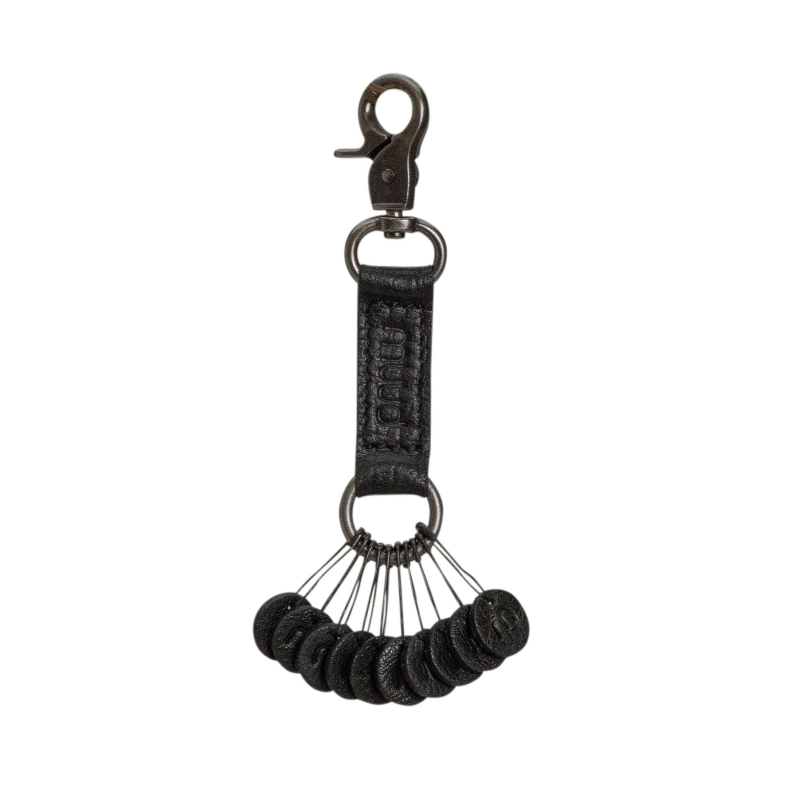 MUUD QB-4506R1 Feliz Handgemaakte leren sleutelring met 10 steekmarkeerders - kleur Black