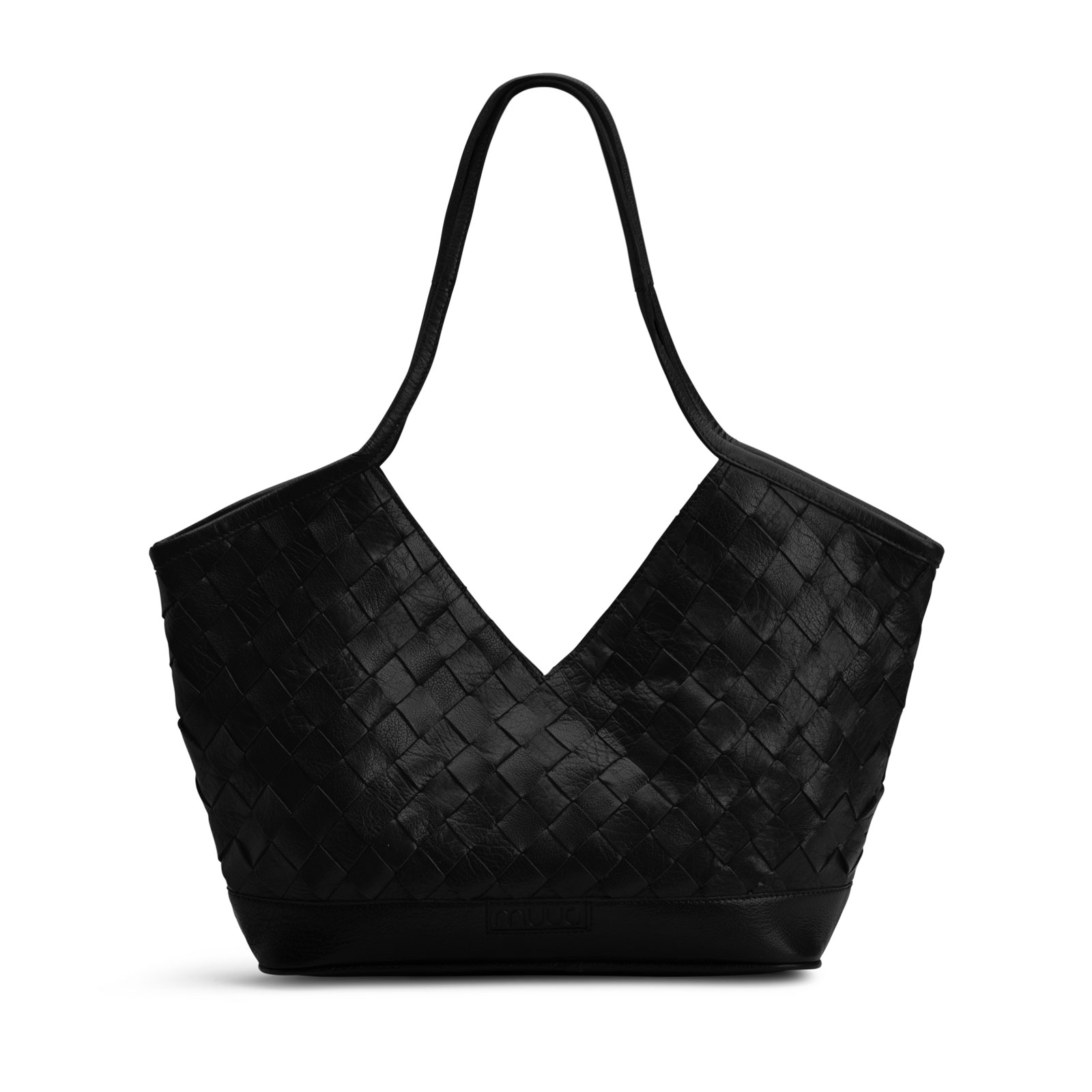 MUUD Dosy Handgemaakt leren gevlochten handtas 29 x 43 cm - kleur Black