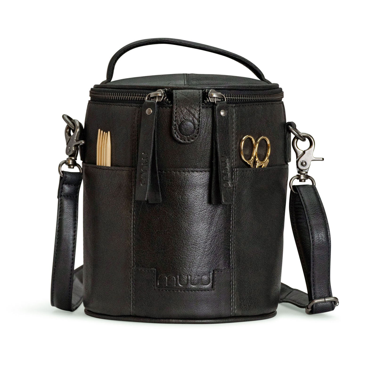 MUUD QB-4632 Saturn Limited Edition Handgemaakt leren tas voor handwerkprojecten - kleur Black