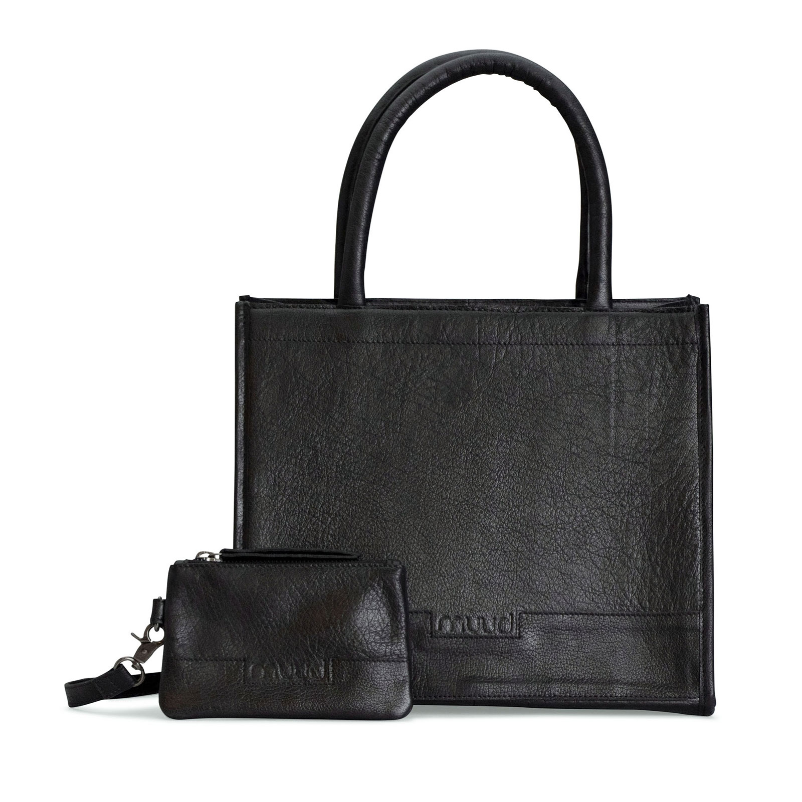 MUUD QB-4640 Bina Handgemaakte leren shopper - kleur Black