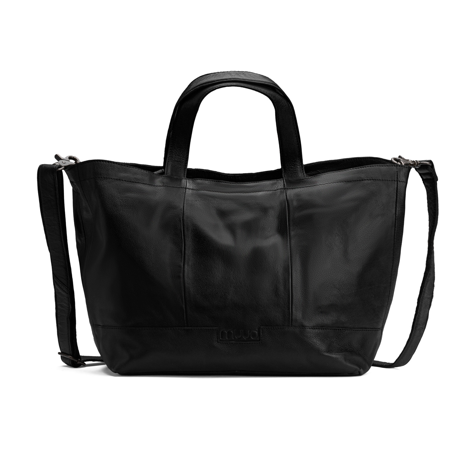 MUUD QB-4701 Handgemaakte mini-shopper met ritssluiting leer 27x29x16cm - kleur Black