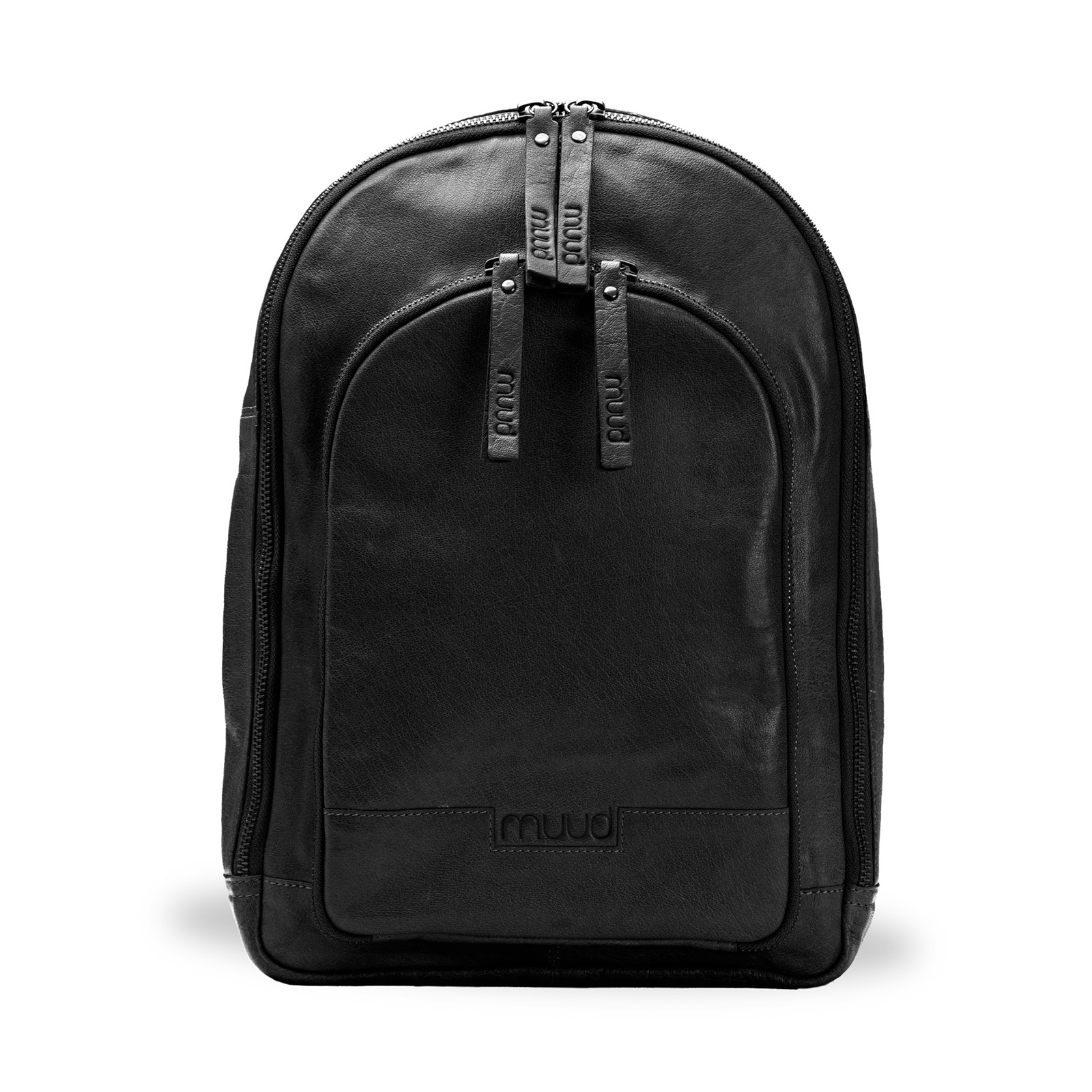 MUUD QB-4705 Gwen Handgemaakte leren schoudertas 36x25x7,5cm - kleur Black