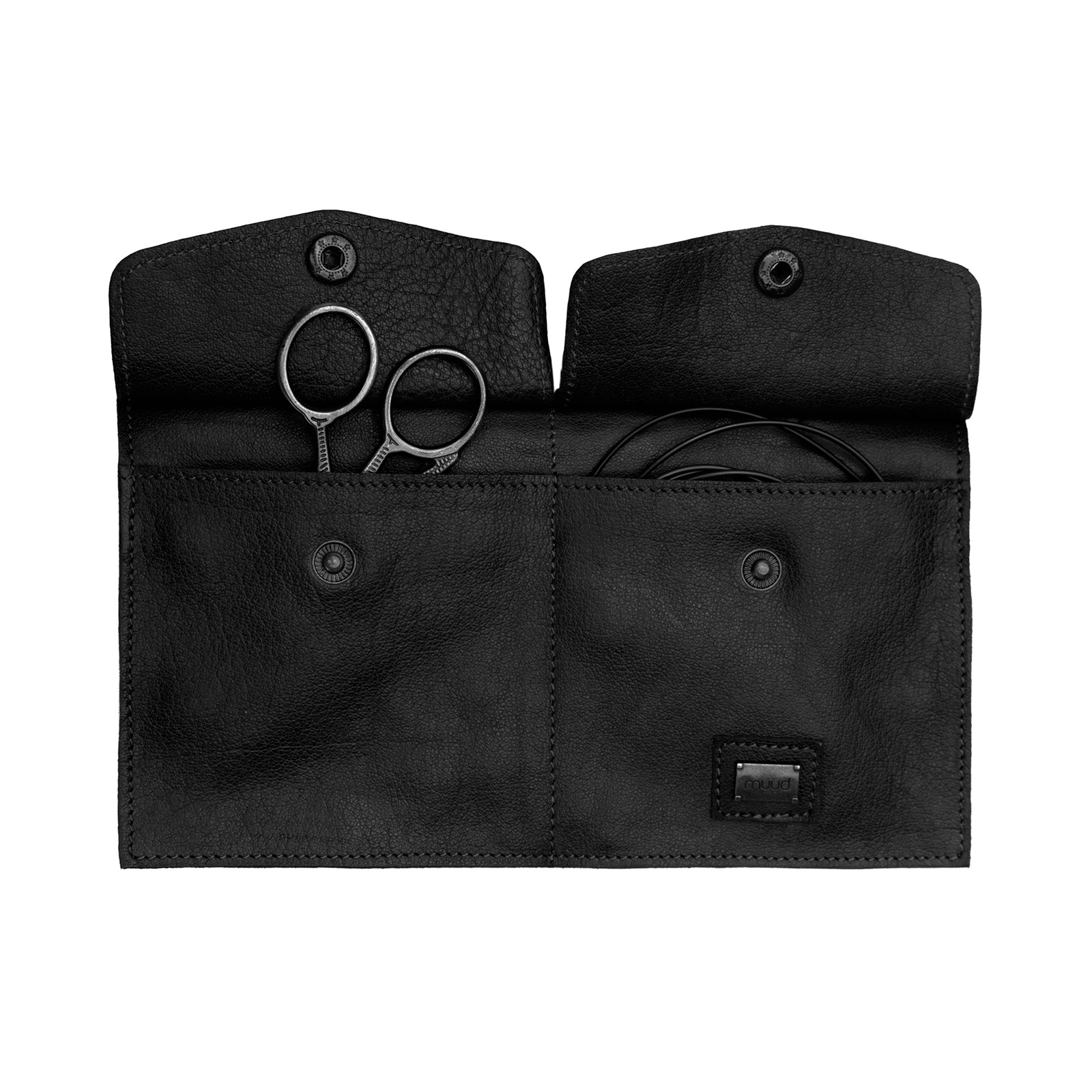 MUUD QB-4709 Carita H - Afneembare leren tas met praktische details 21x12cm - kleur Black