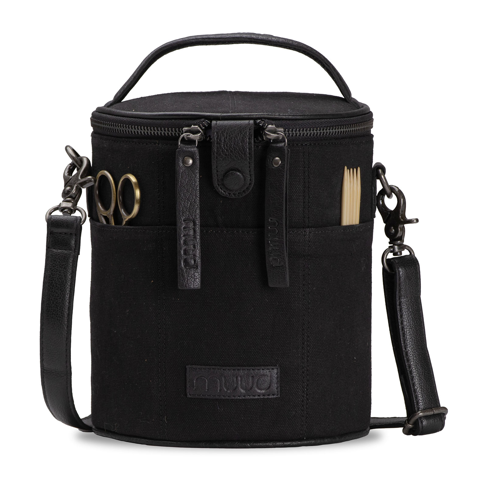 MUUD QB-4717 Canvas Saturn - Schoudertas met schouderband 20cm x 16cm - kleur Black