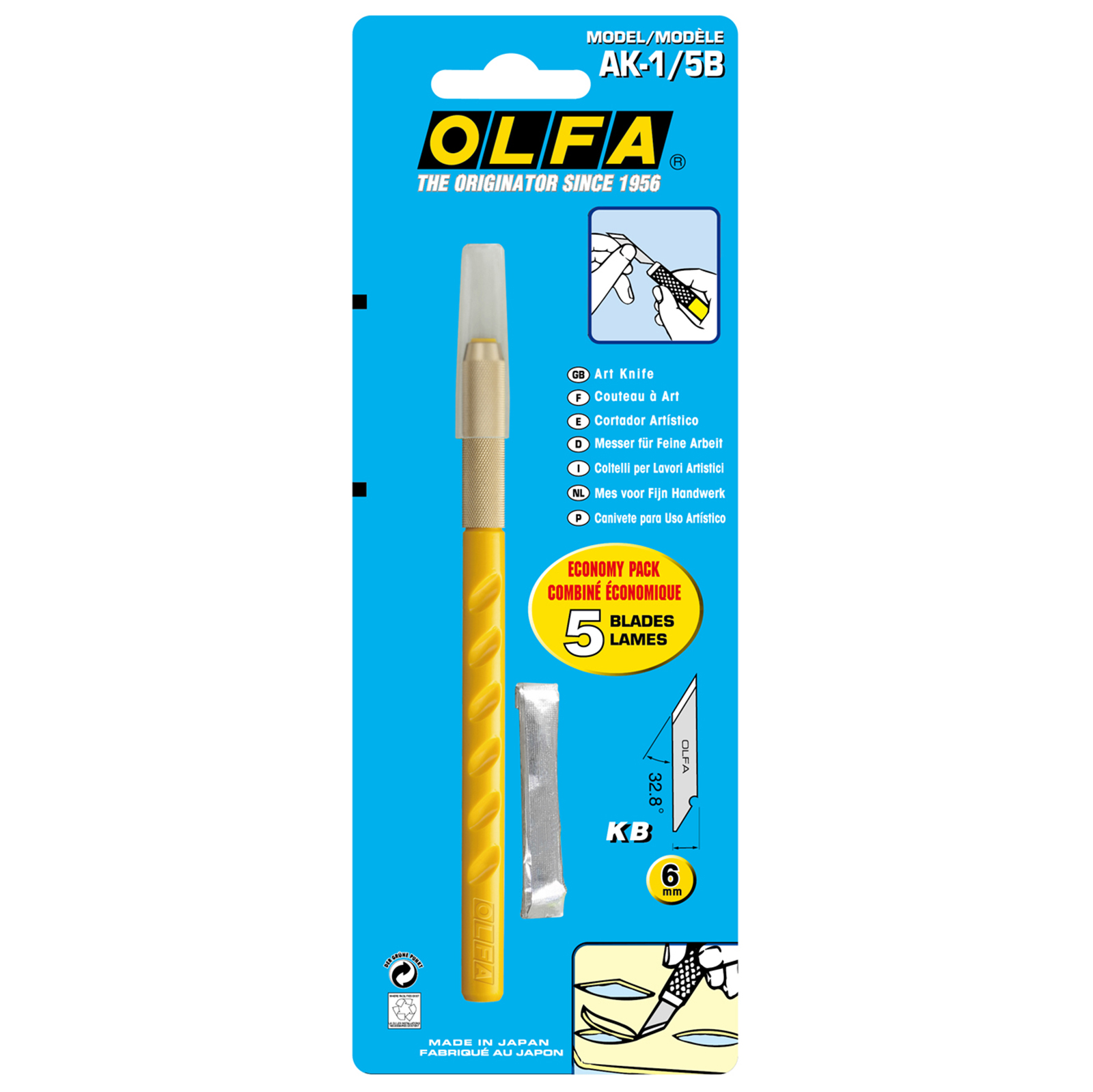 OLFA AK-15/B Standaard Art knives hobbymes met 5 reserve mesjes - Kaart