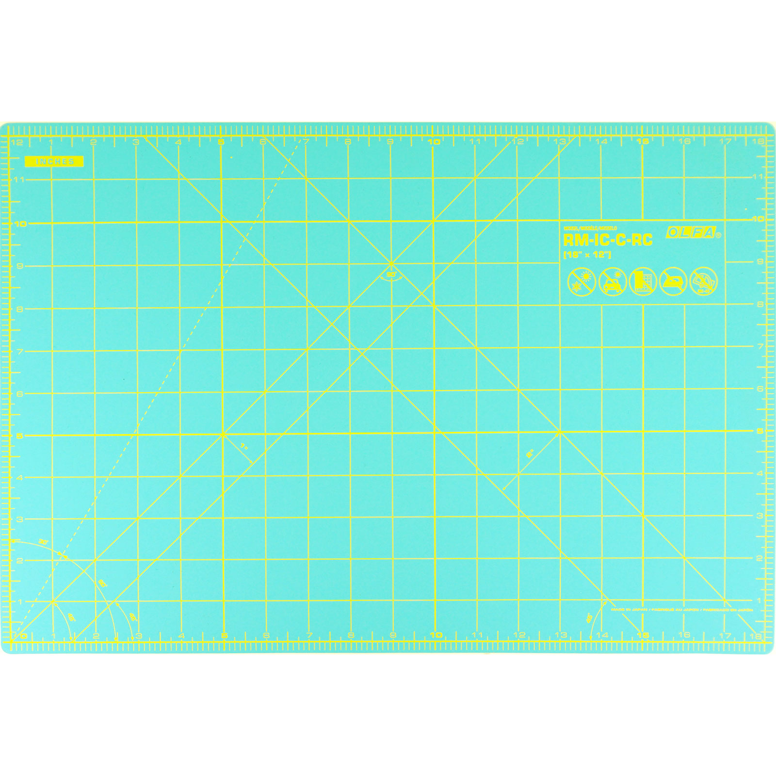 OLFA RM-IC-C-RC Rolsnijmat dubbelzijdig inch/cm 45 x 30cm x 1,5mm aqua - Kaart