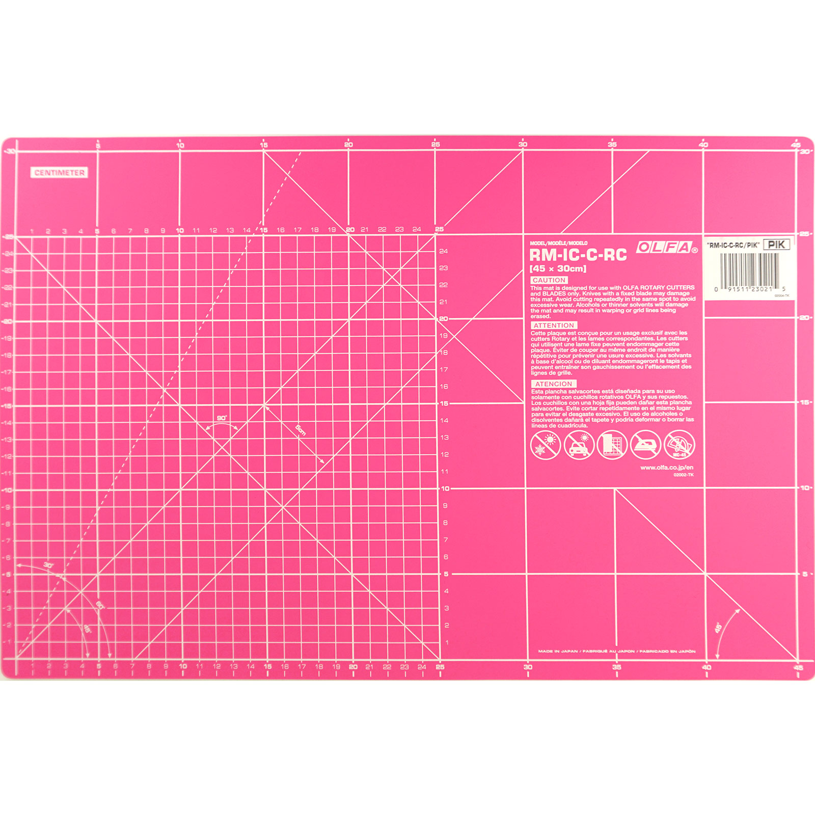 OLFA RM-IC-C-TC Rolsnijmat dubbelzijdig inch/cm 45 x 30cm x 1,5mm roze - Kaart