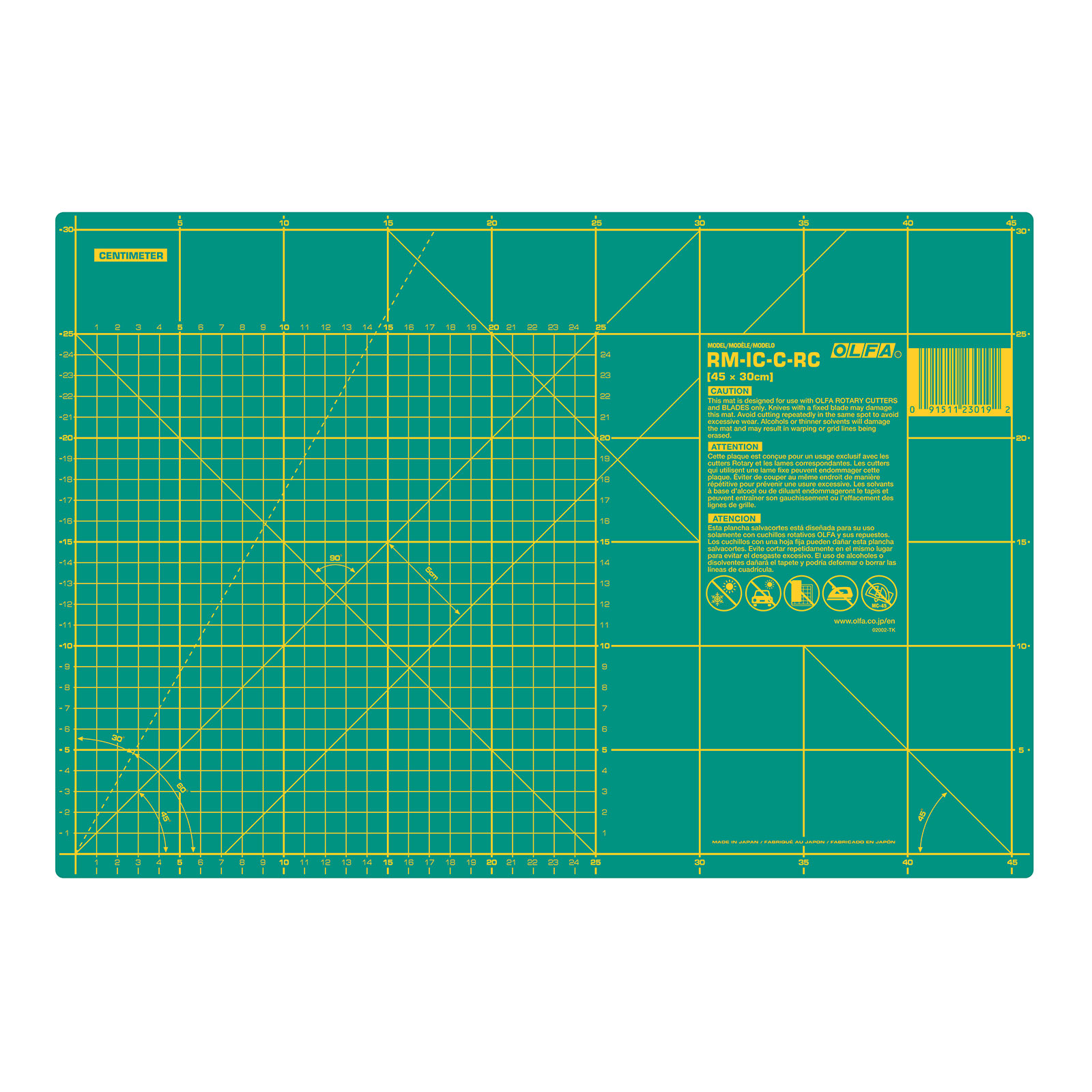 OLFA RM-IC-C-RC Rolsnijmat dubbelzijdig inch/cm 45 x 30cm x 1,5mm - Kaart