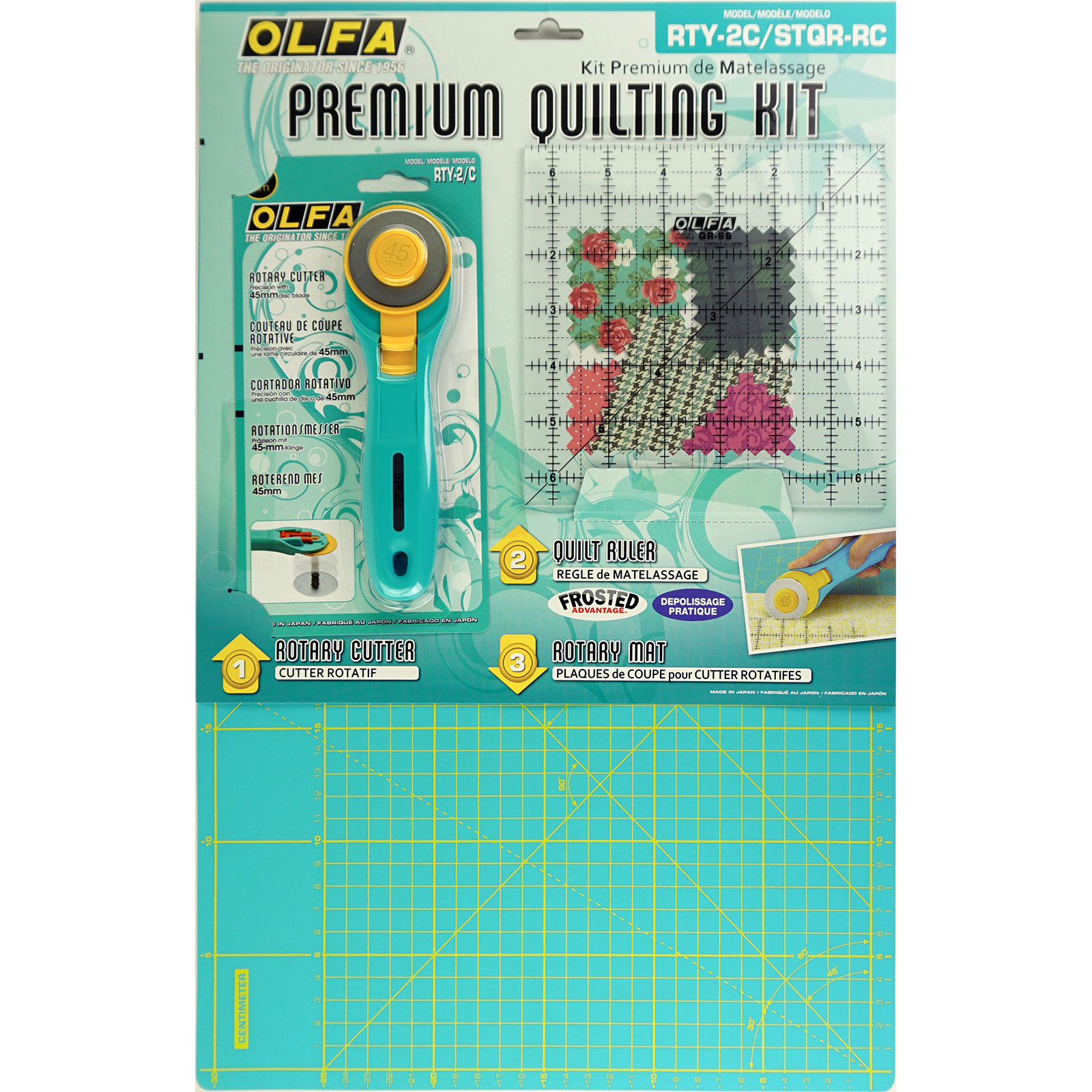 OLFA RTY-2C-STQ-R-RC Quiltset met 45mm roterend mes en snijmat - STUK