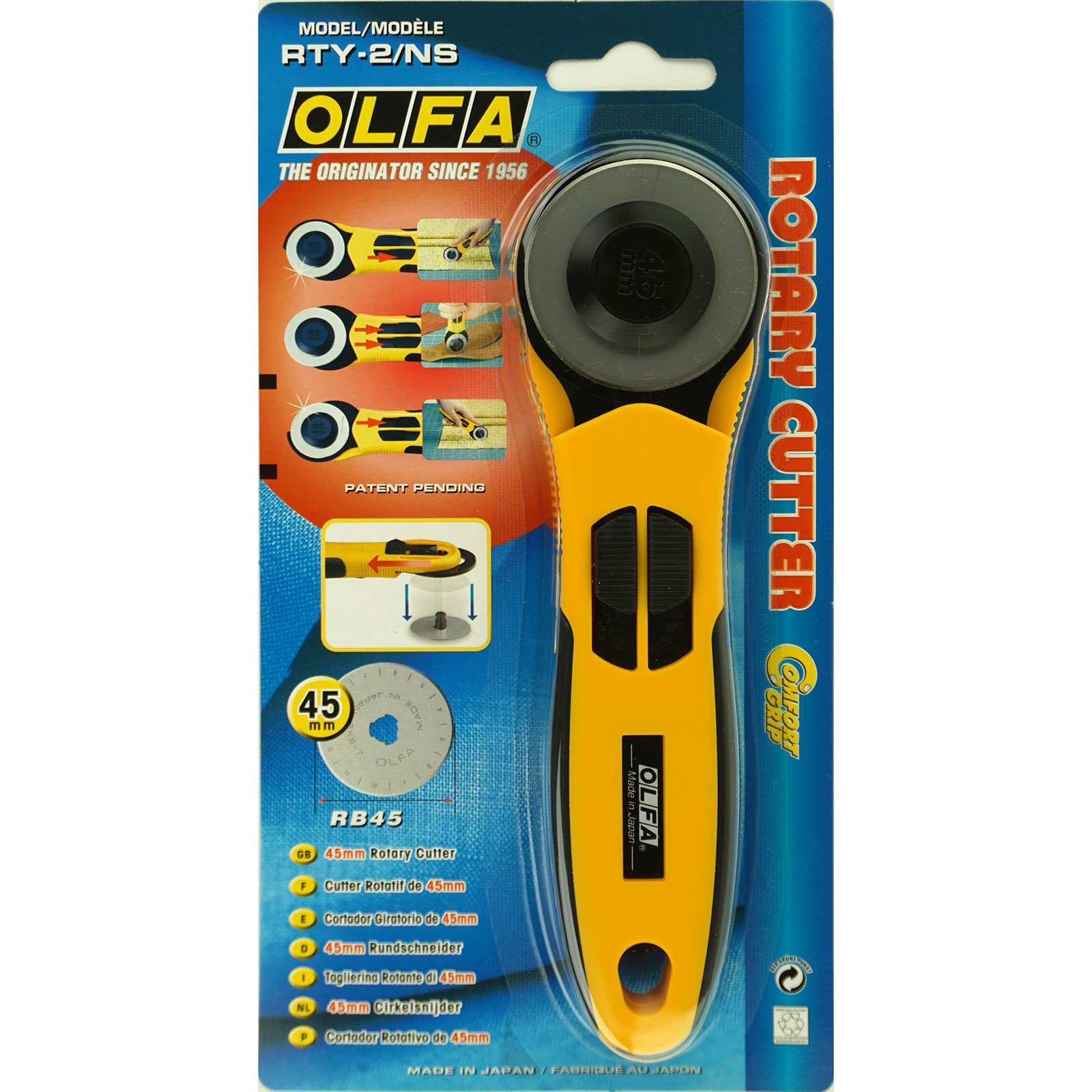 OLFA RTY-2/NS Rolmes 45mm met comfortgrip - Kaart