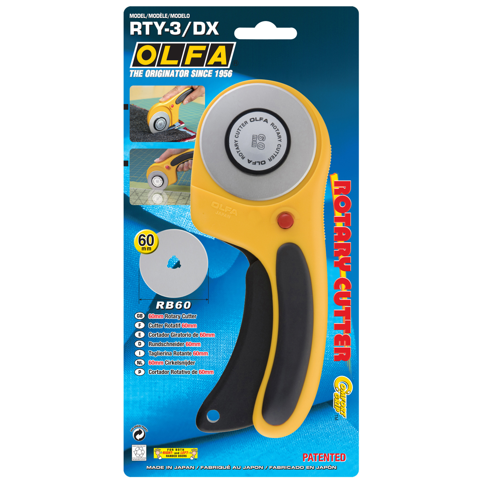 OLFA RTY-3/DX Rolmes 60mm Geel Safety locking system - Kaart